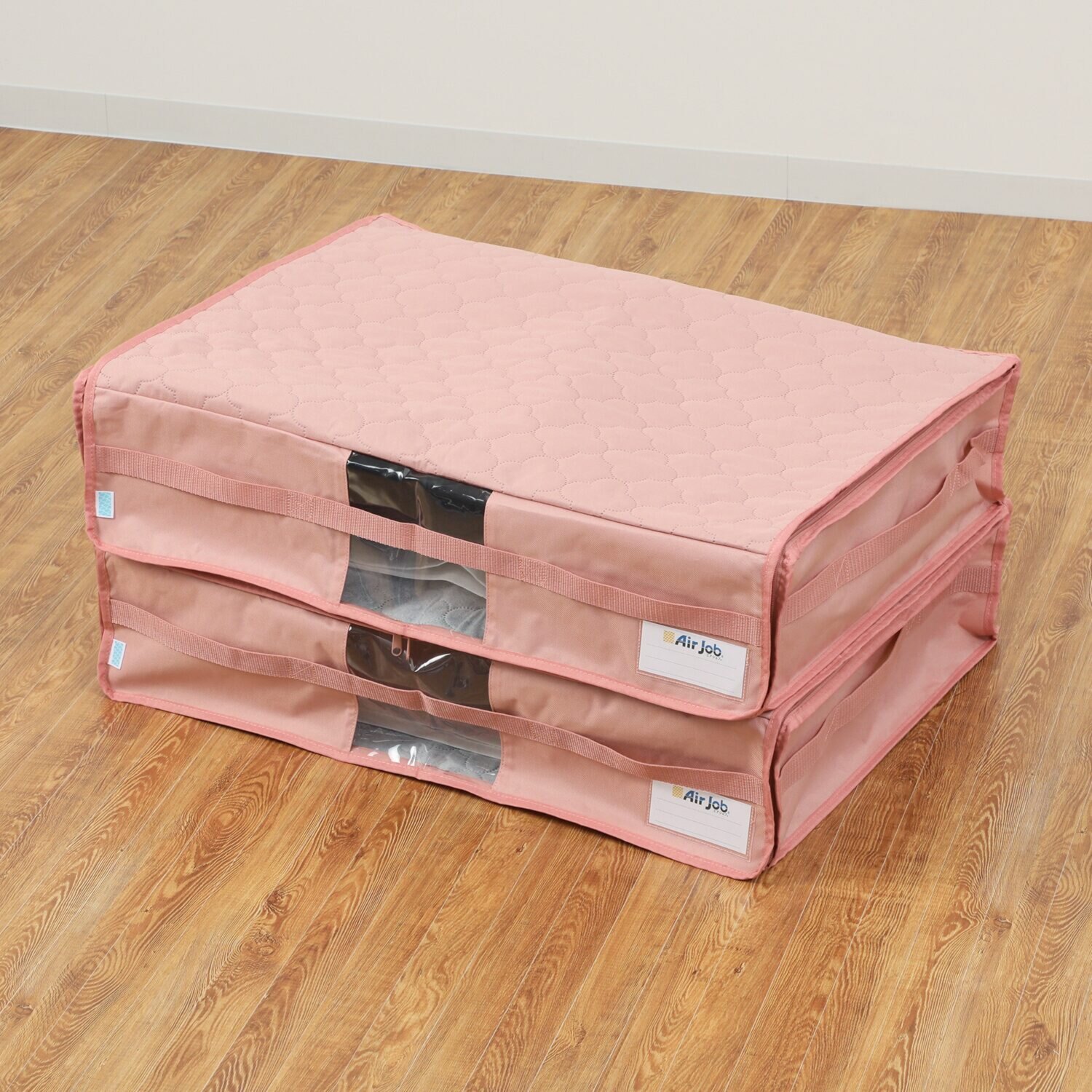 備長炭エアジョブ 大切な衣類などを つぶしすぎずに収納！ 軽圧縮収納ケース 同色２枚組 ＜大＞