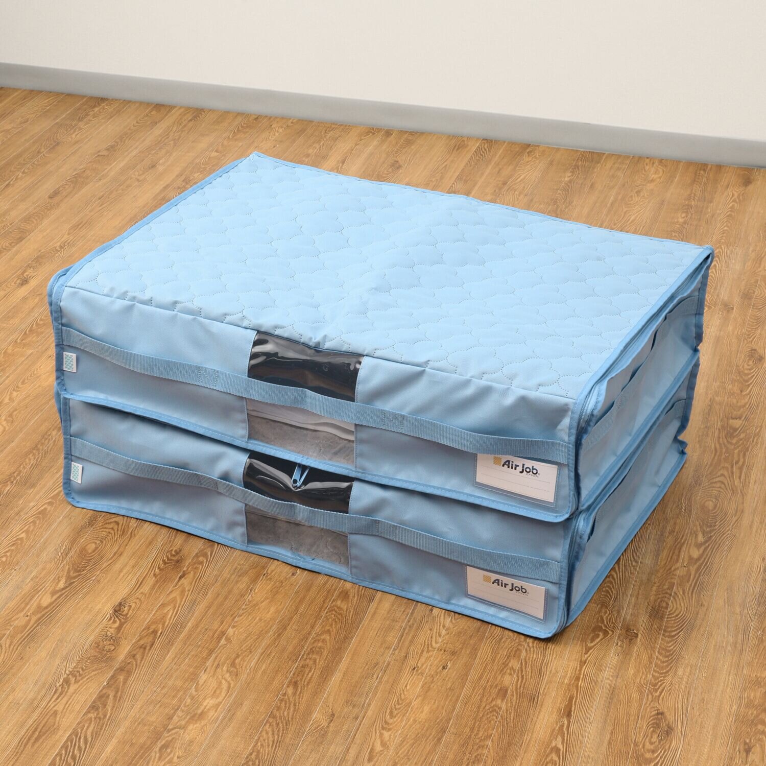 備長炭エアジョブ 大切な衣類などを つぶしすぎずに収納！ 軽圧縮収納ケース 同色２枚組 ＜大＞