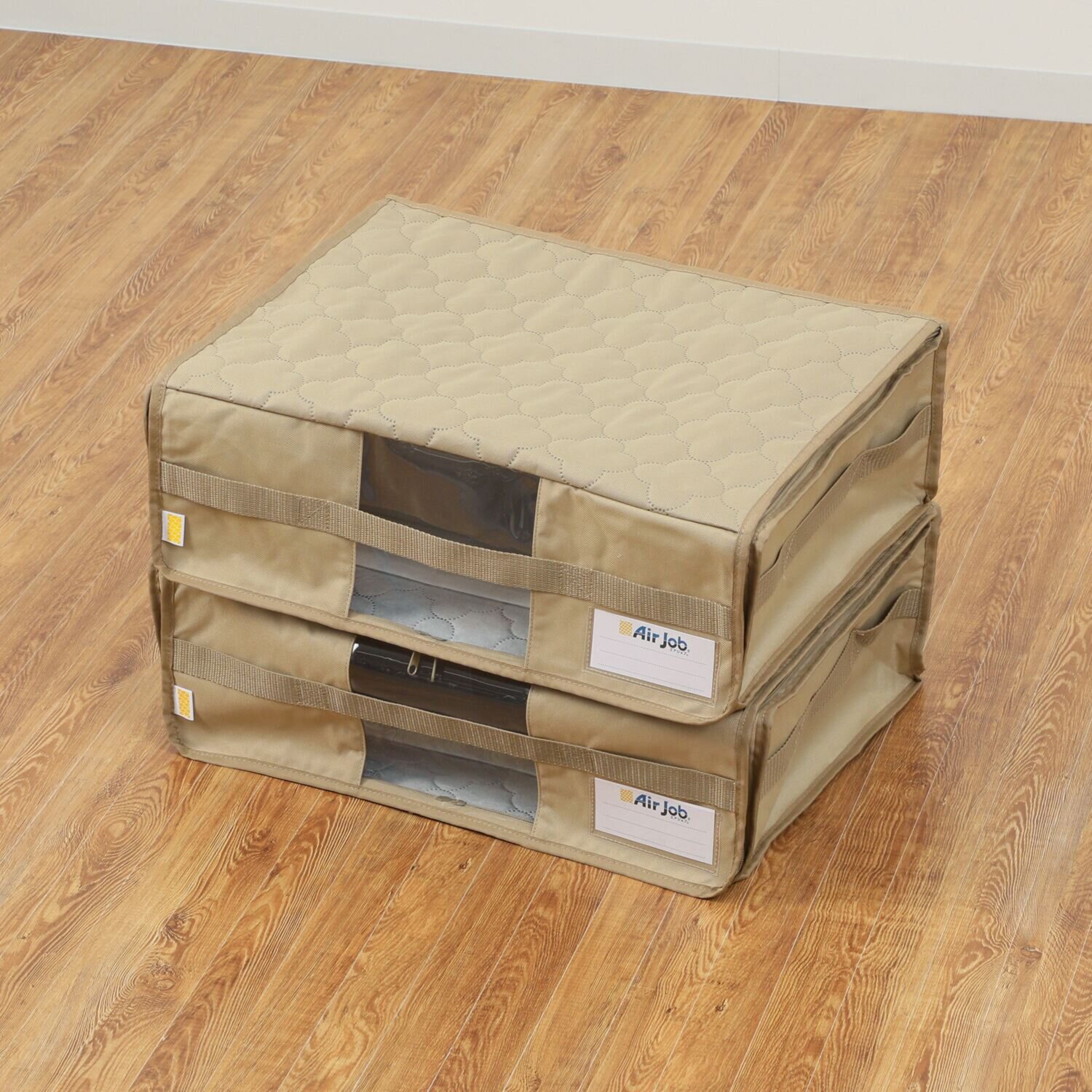 備長炭エアジョブ 大切な衣類などを つぶしすぎずに収納！ 軽圧縮収納ケース 同色２枚組 ＜小＞