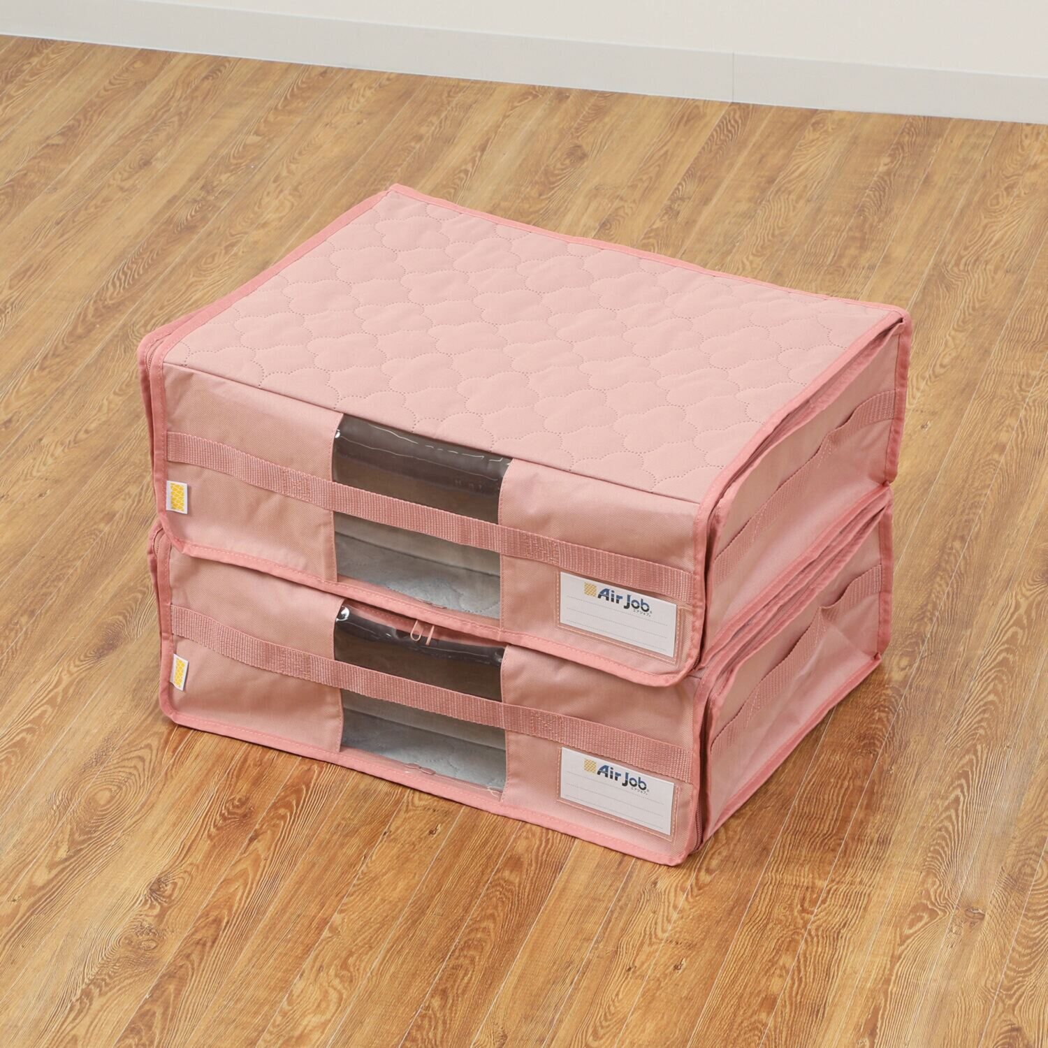 備長炭エアジョブ 大切な衣類などを つぶしすぎずに収納！ 軽圧縮収納ケース 同色２枚組 ＜小＞