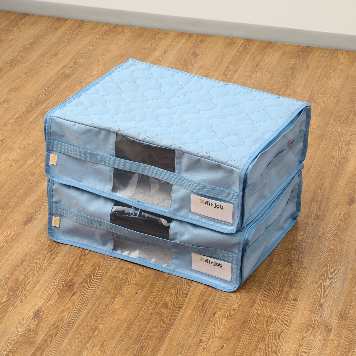 備長炭エアジョブ 大切な衣類などを つぶしすぎずに収納！ 軽圧縮収納ケース 同色２枚組 ＜小＞