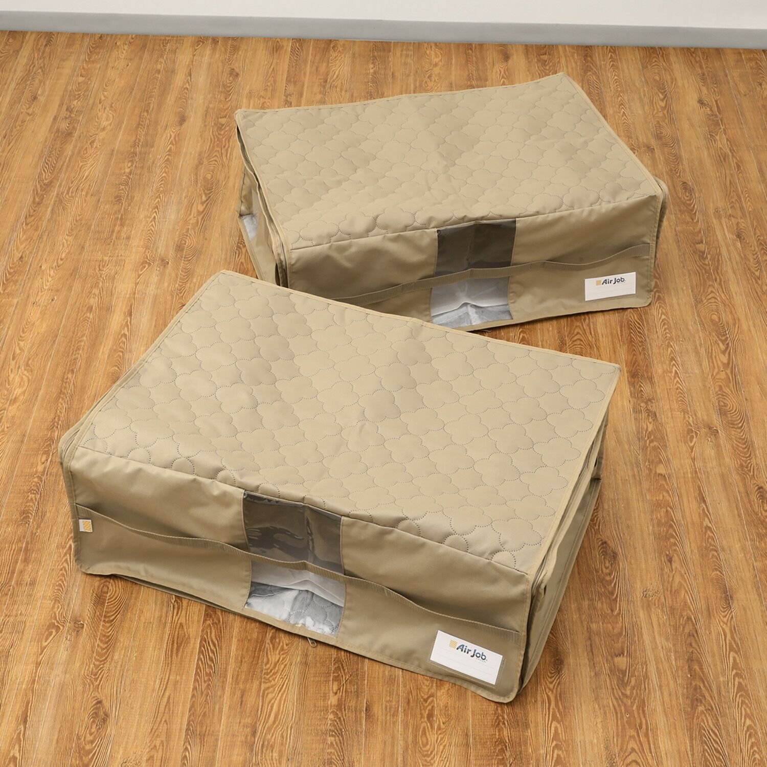 備長炭エアジョブ 大切な衣類などを つぶしすぎずに収納！ 軽圧縮収納ケース 同色２枚組 ＜深型＞