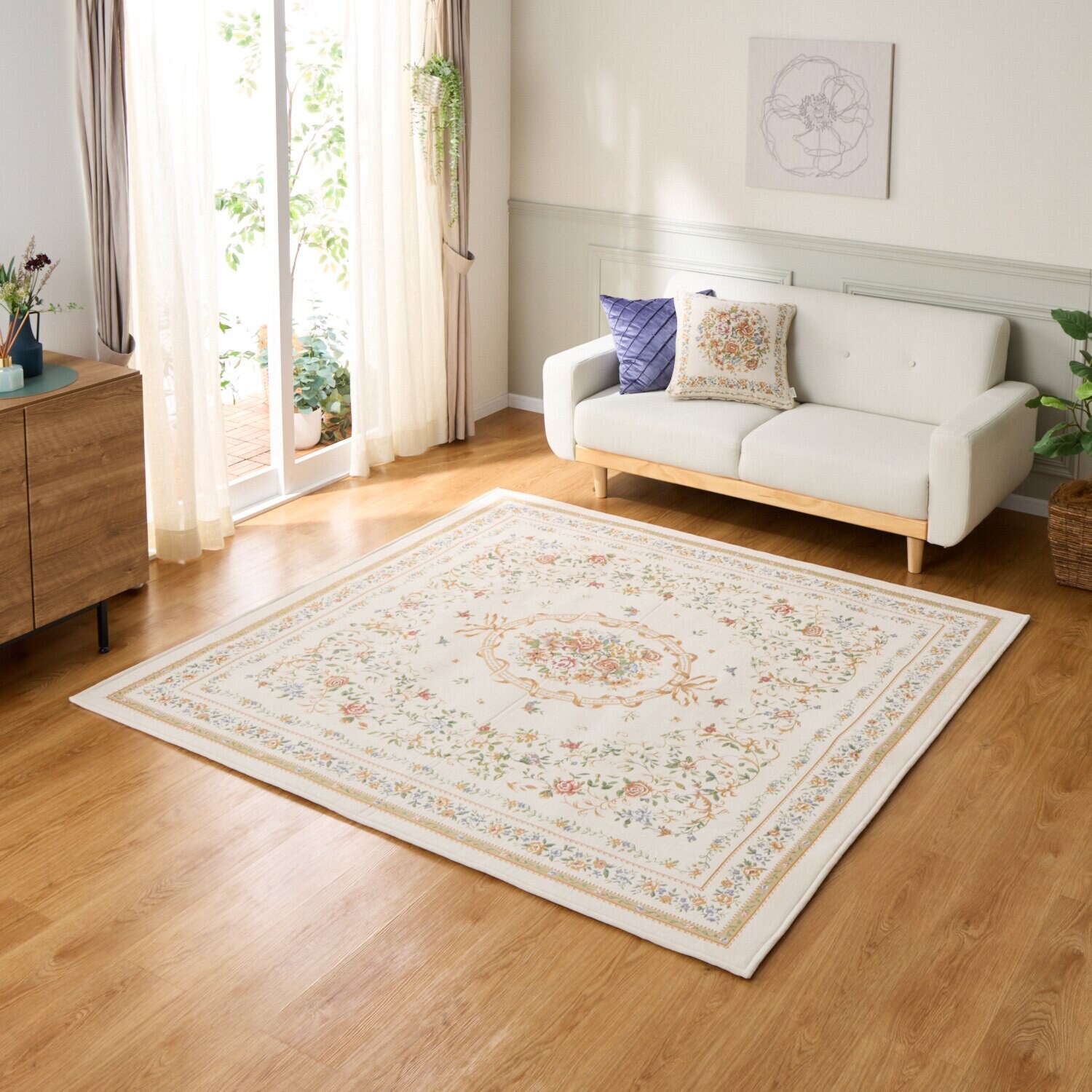 メゾン　ド　ノア はっ水・防ダニ 三層構造 シェニールゴブラン織 カーペット ＜１９０×１９０ｃｍ＞