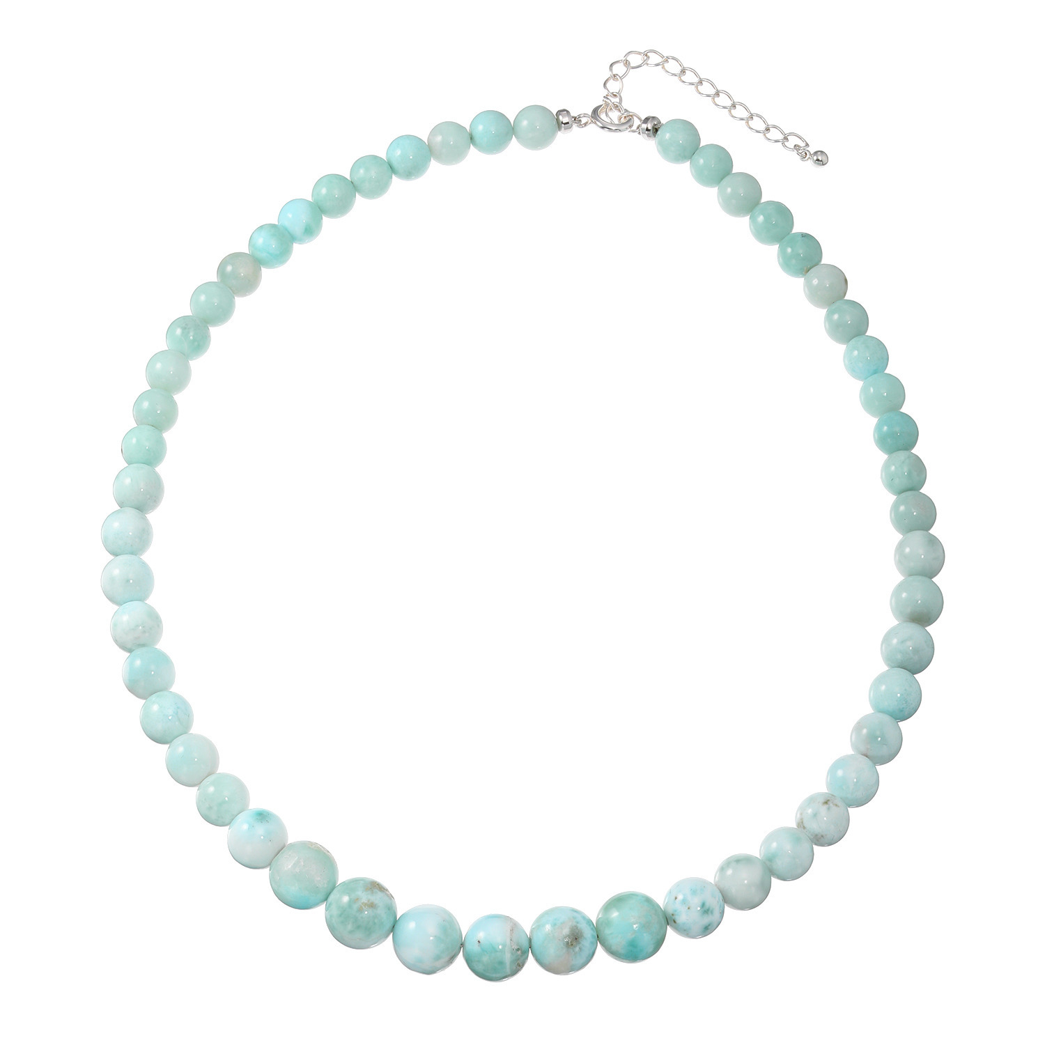 ブレーズ シルバー ラリマール ラウンドビーズ ネックレス