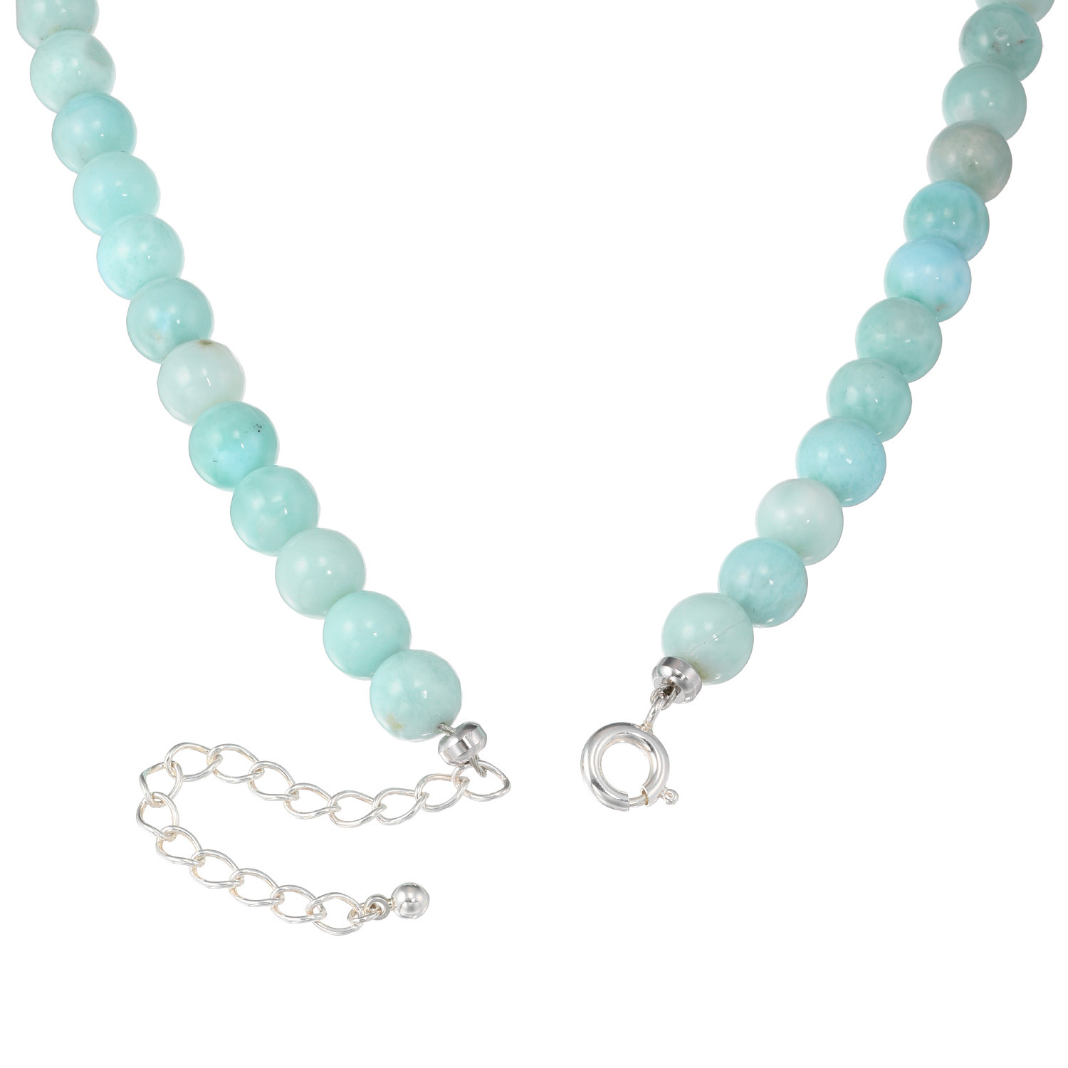 ブレーズ シルバー ラリマール ラウンドビーズ ネックレス