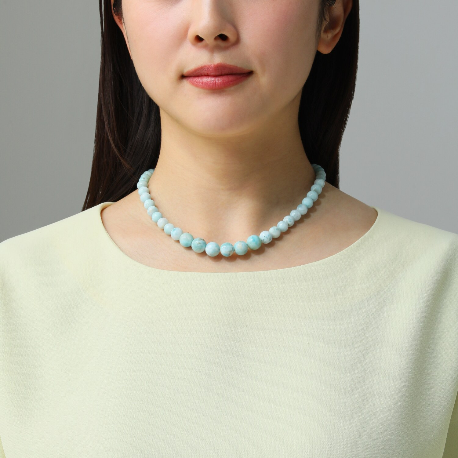 ブレーズ シルバー ラリマール ラウンドビーズ ネックレス