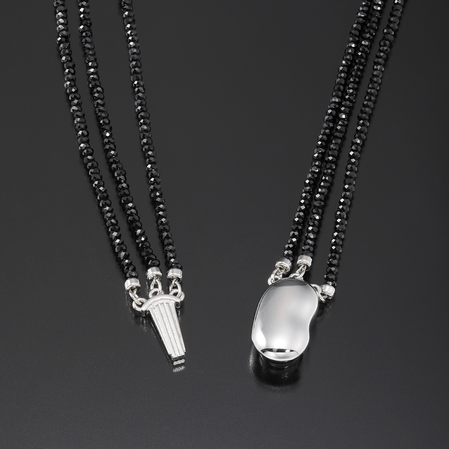 ブレーズ シルバー オパール＆ ブラックスピネル ３連ロングネックレス