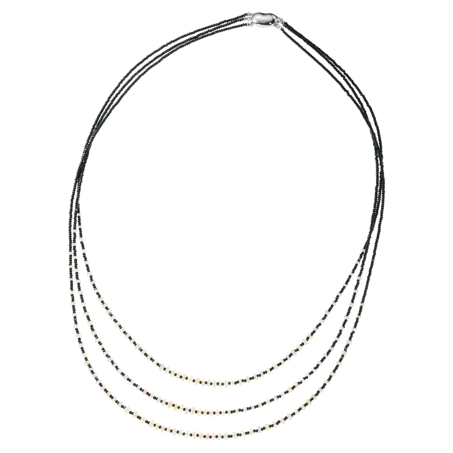 ブレーズ シルバー オパール＆ ブラックスピネル ３連ロングネックレス