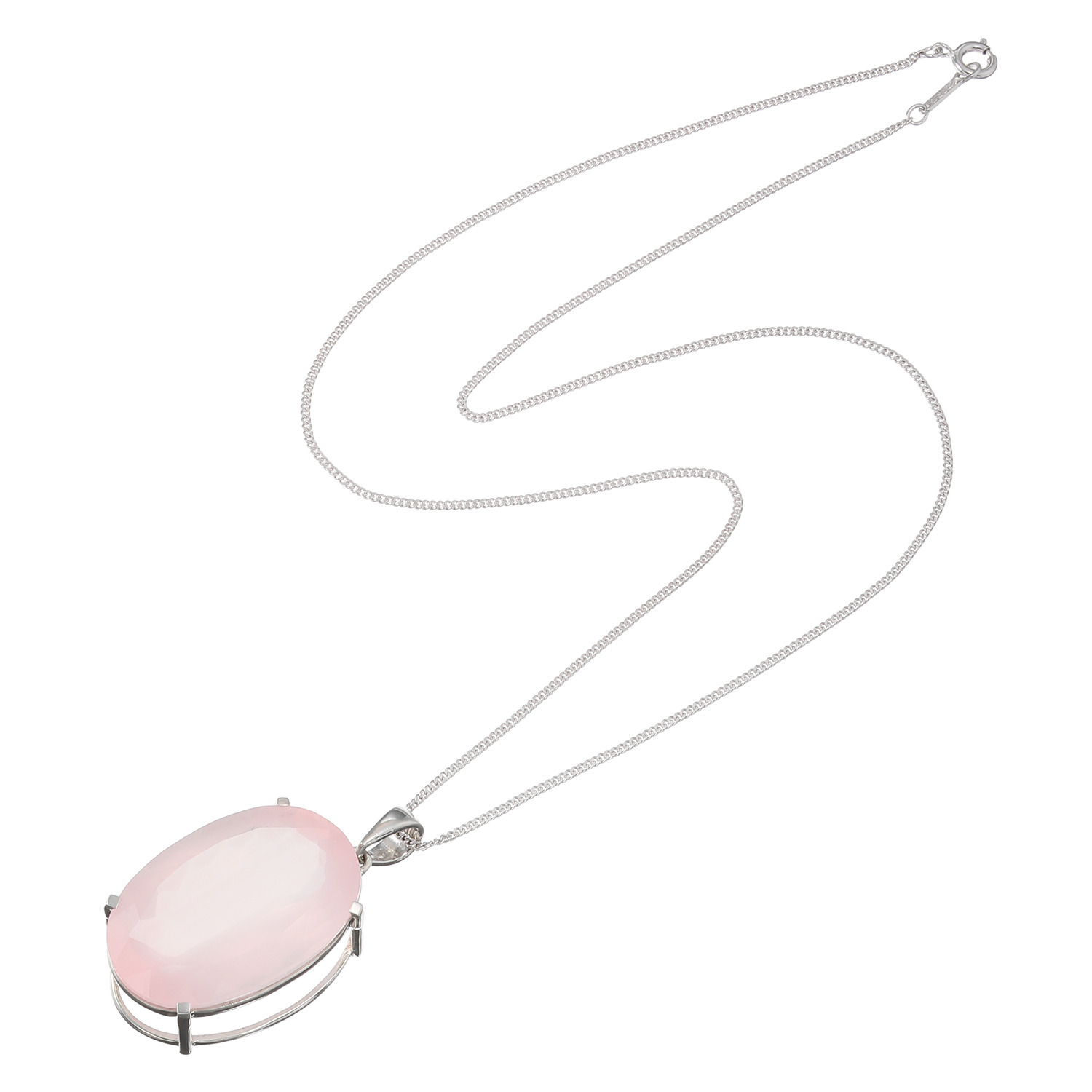 ブレーズ シルバー ４０カラットＵＰ ローズクォーツ オーバルシェイプ ペンダント