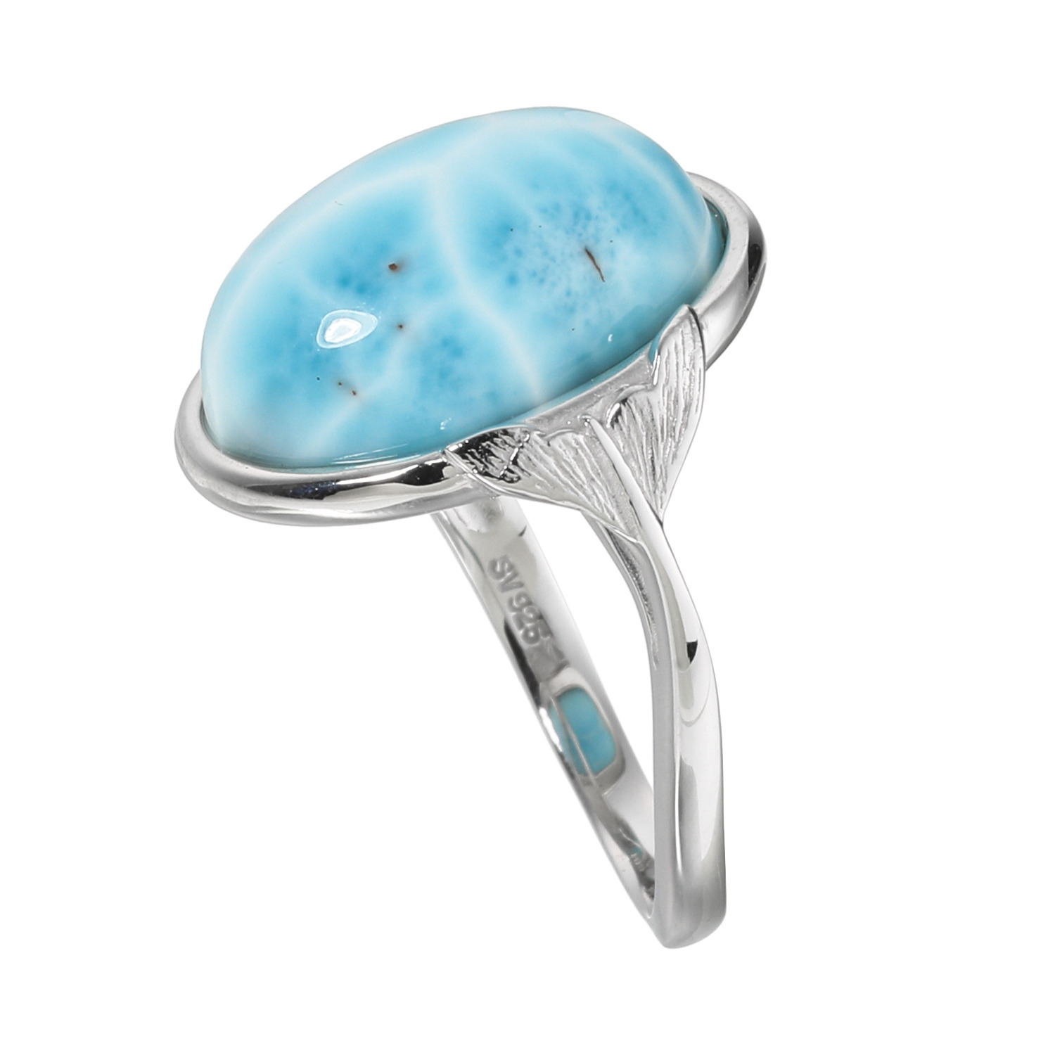 岩崎美智子コレクション シルバー ８カラットＵＰ ラリマール オーバルカボション リング