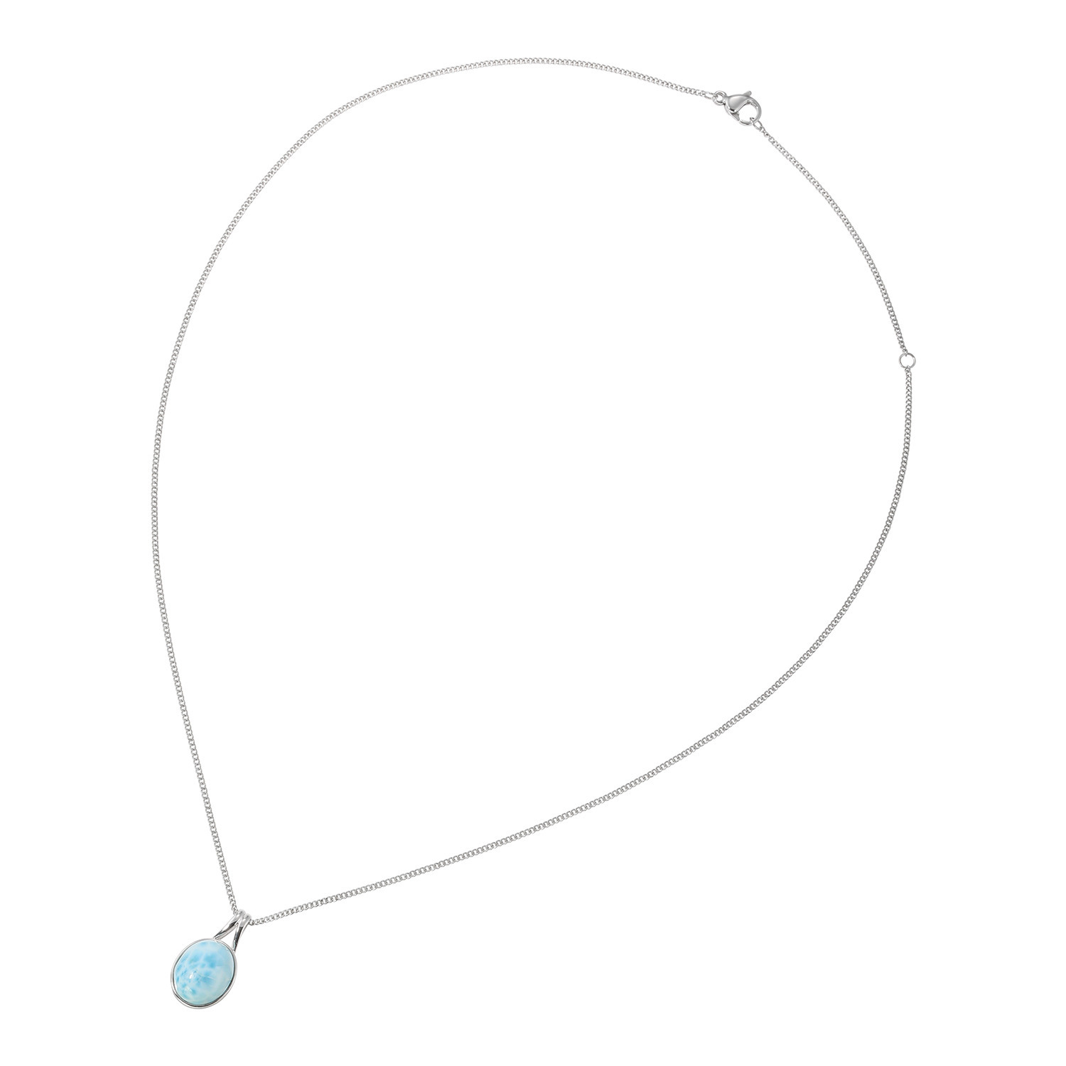 岩崎美智子コレクション シルバー ３．５カラットＵＰ ラリマール オーバルカボション ペンダント