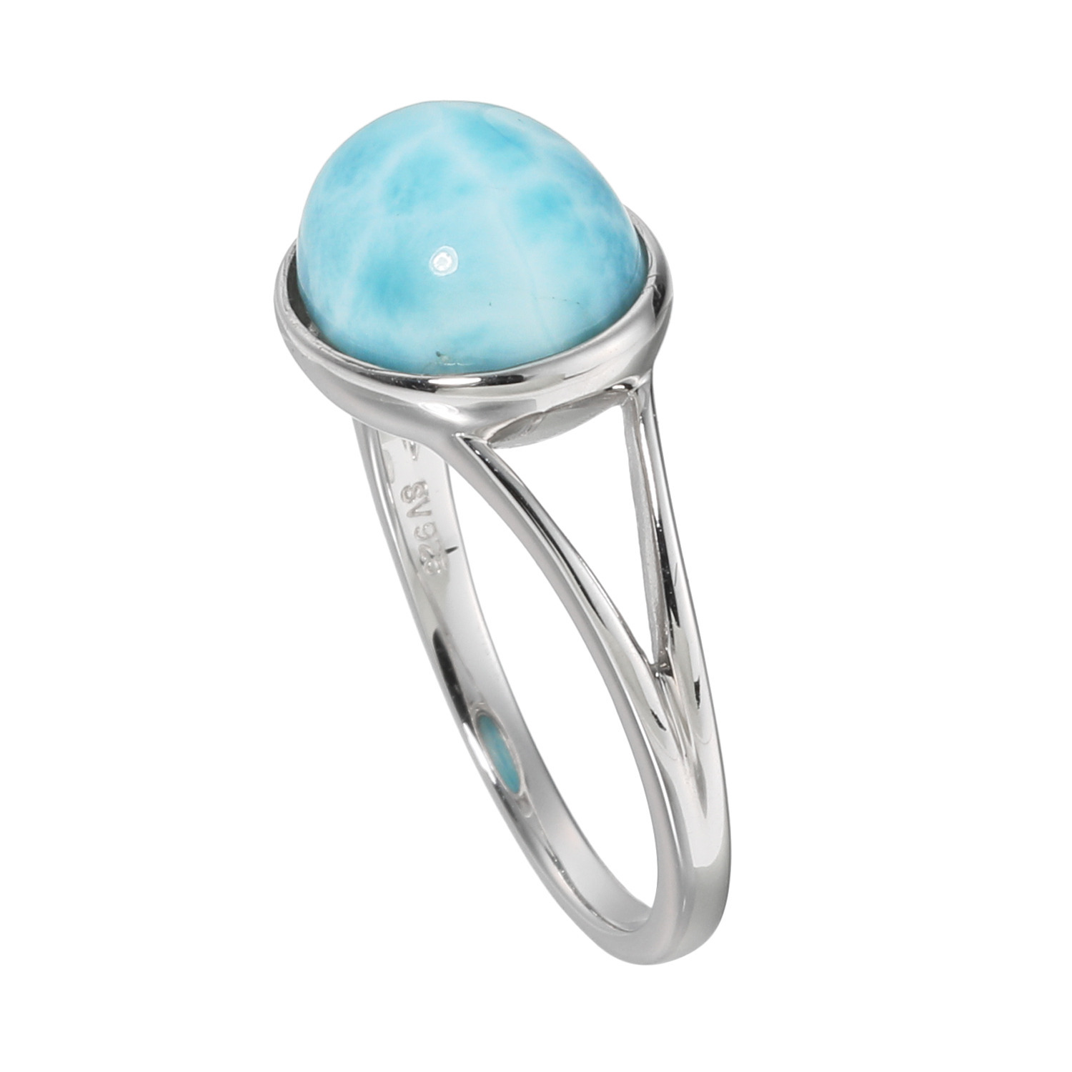 岩崎美智子コレクション シルバー ３．５カラットＵＰ ラリマール オーバルカボション リング