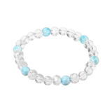 岩崎美智子コレクション ラリマール＆天然水晶 イラスティック ブレスレット