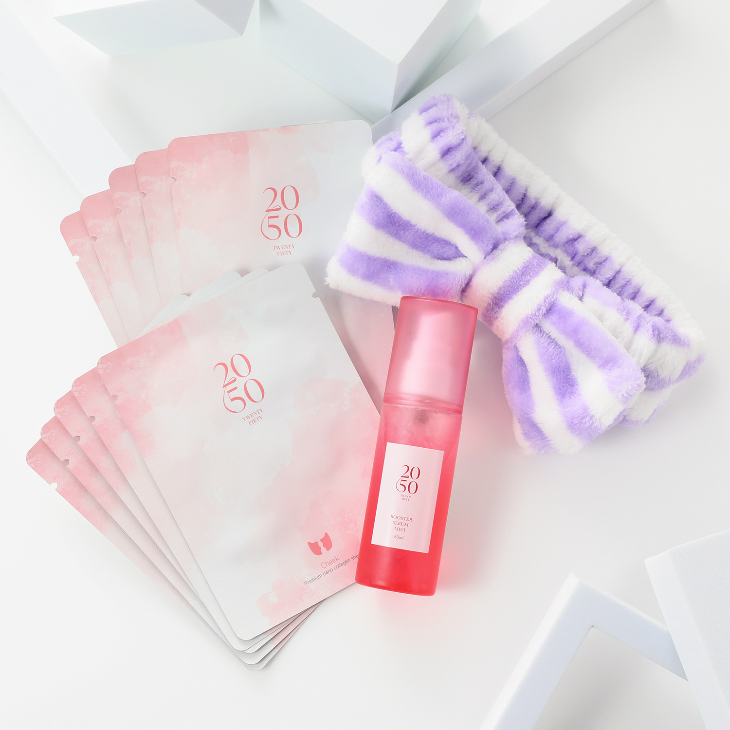 ２０５０ ハリツヤ肌へ導く プレミアムナノシート ＧＦ５袋（計５枚）＆ プレミアムナノシート ＧＣ５袋（計１０枚）＆ ブースターセラムミスト ヘアバンド付特別セット