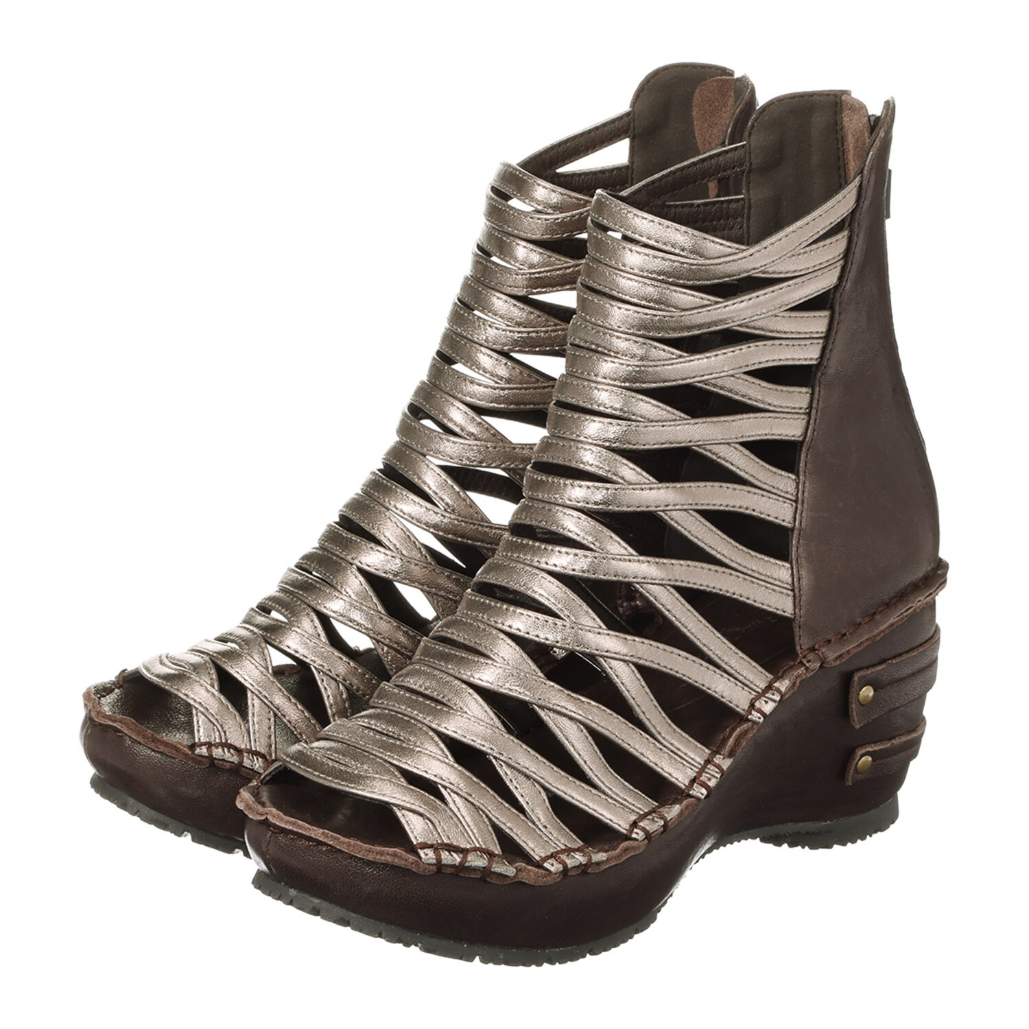 ヒナ　デイグリーン 日本製 ヒナの名作 匠の技が光る 牛革グラディエーター 厚底ブーティ