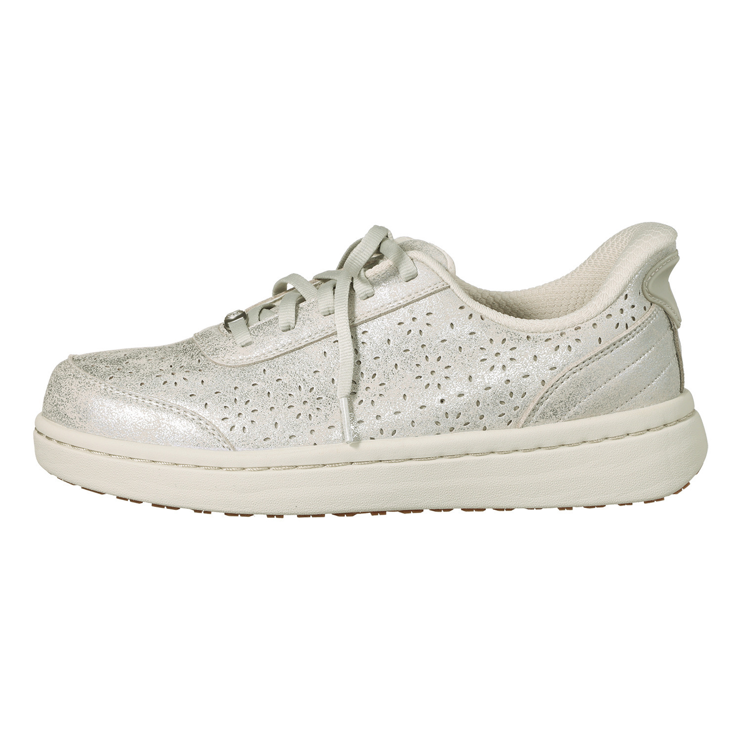 オーソフィート 足の専門家も認める 着脱簡単！歩きやすい！ キラキラ光沢で華やか 花柄パンチングシューズ