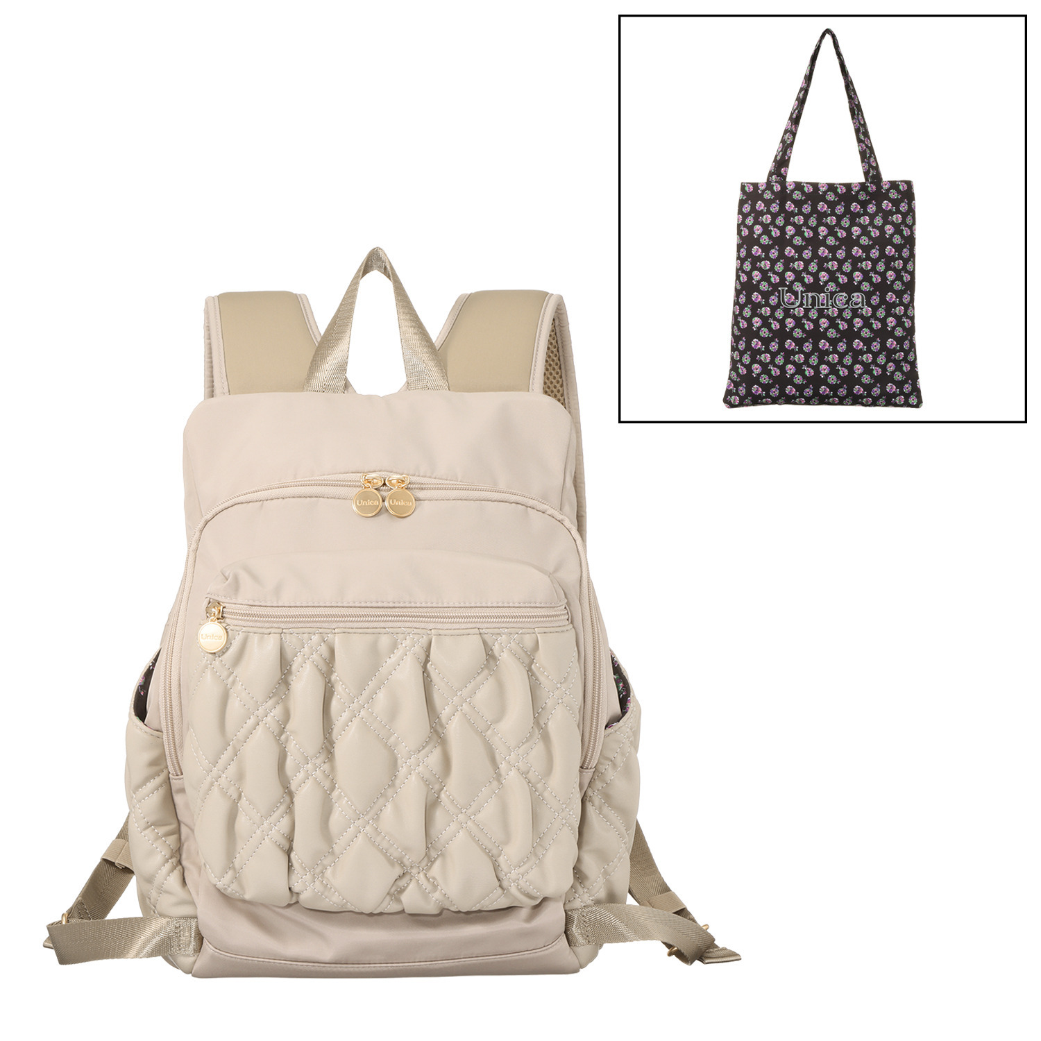 ウニカ 人間工学に基づいた ふんわりキルトポケット リュック ＜トートバッグ付＞