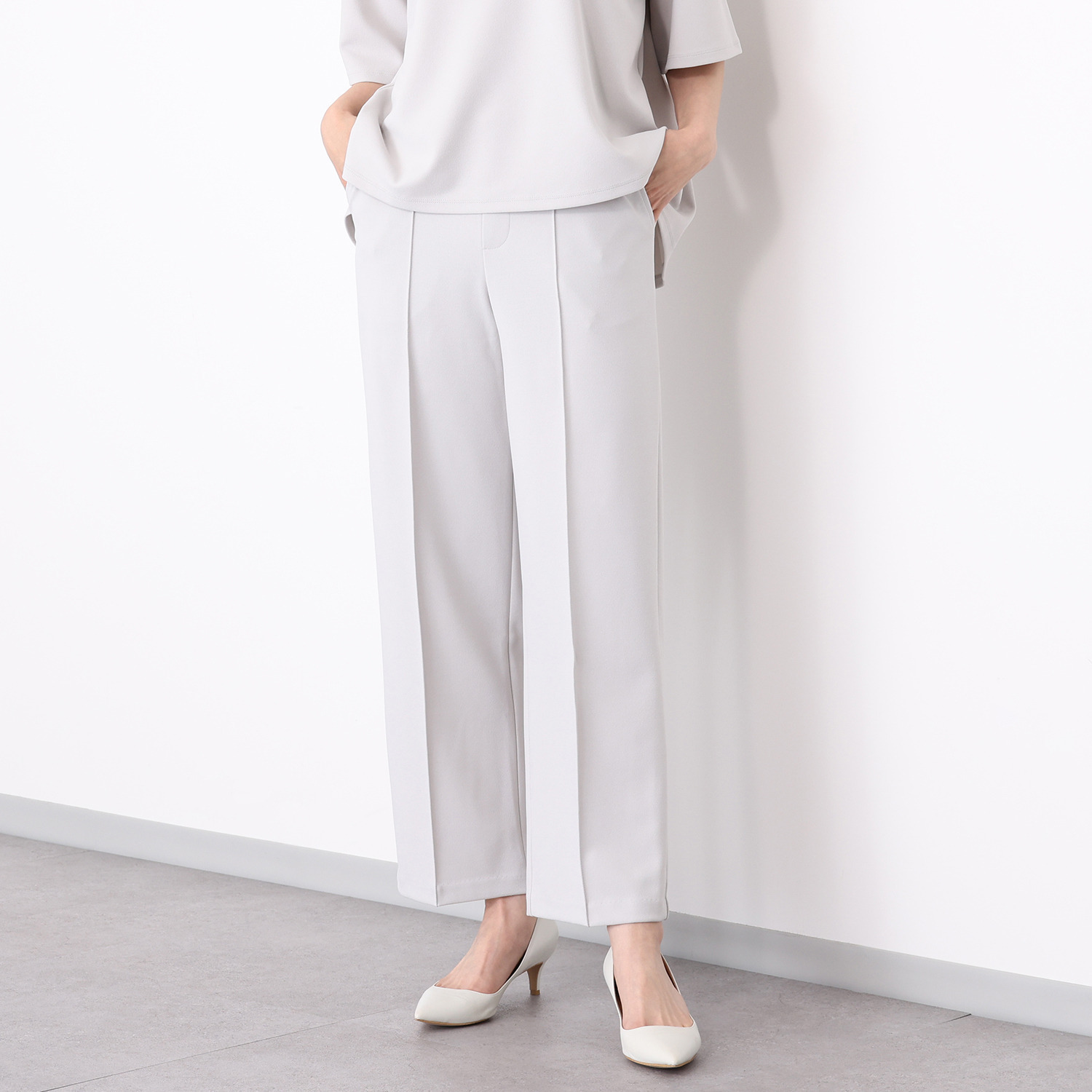 ＴＡＫＵＭＩＢＡ 洗えてシワになりにくい！ ストレッチジョーゼット 日本製イージースラックス ワイド　股下６５ｃｍ