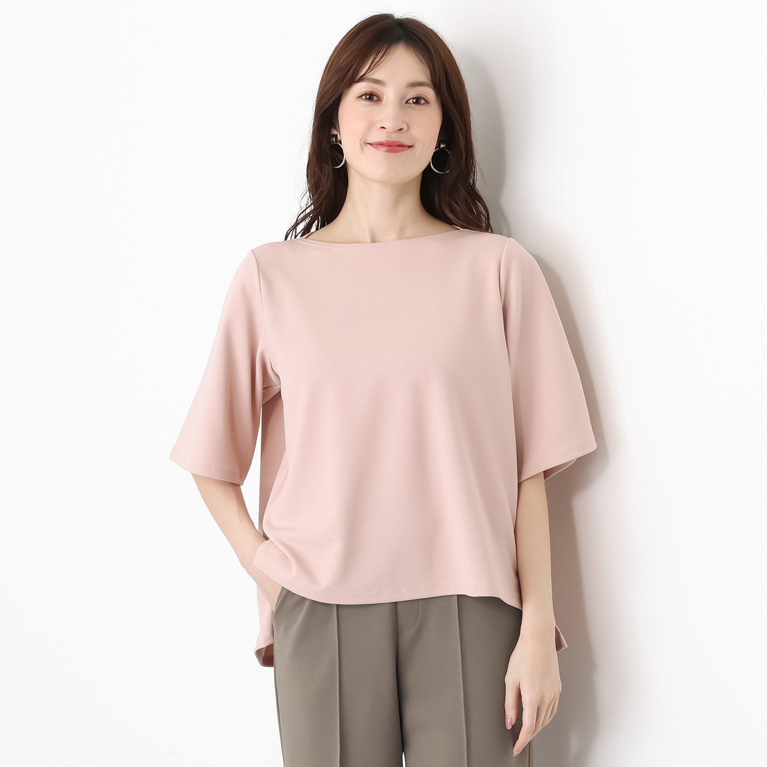 ＴＡＫＵＭＩＢＡ 洗えてシワになりにくい！ ストレッチジョーゼット 日本製 フレアープルオーバー