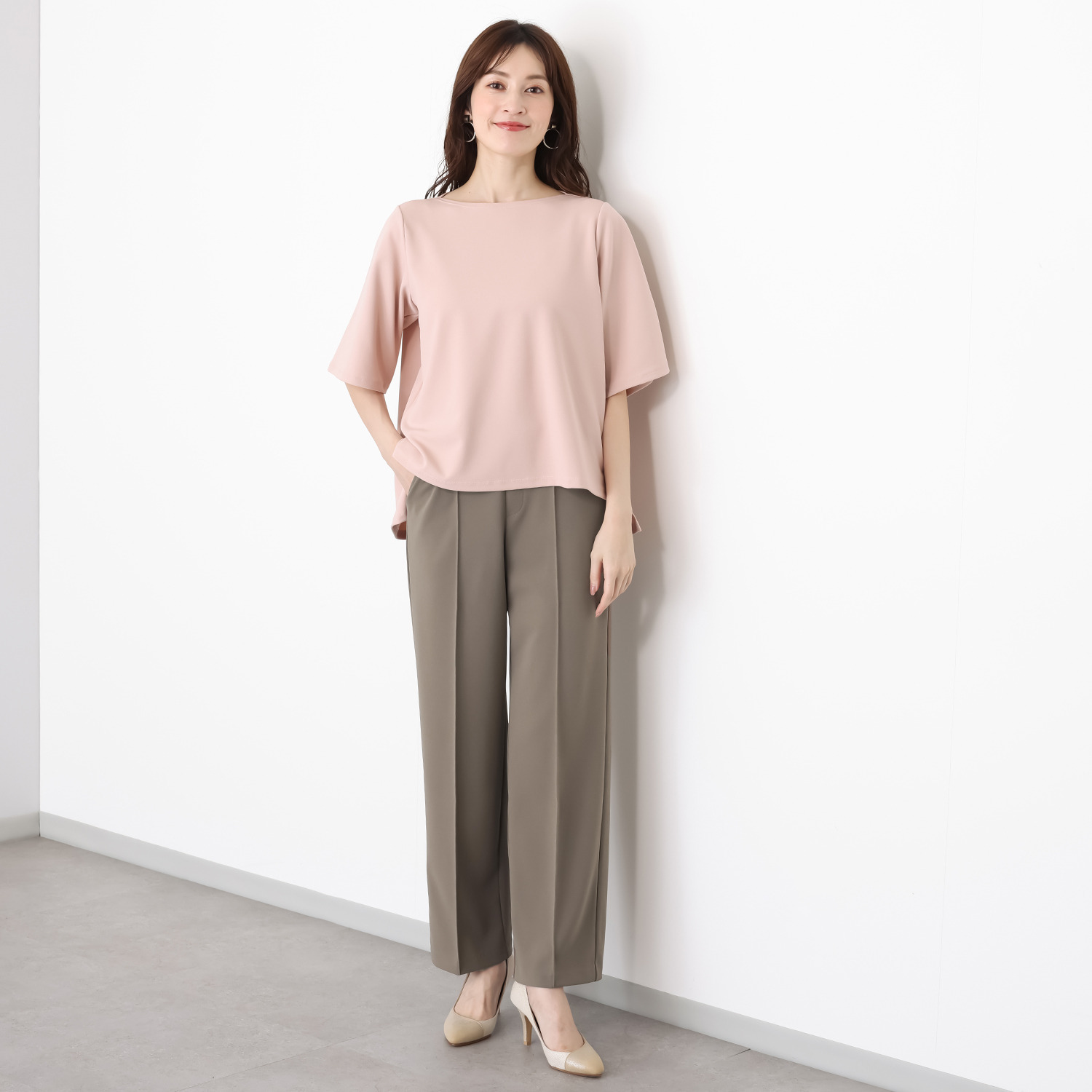 ＴＡＫＵＭＩＢＡ 洗えてシワになりにくい！ ストレッチジョーゼット 日本製 フレアープルオーバー