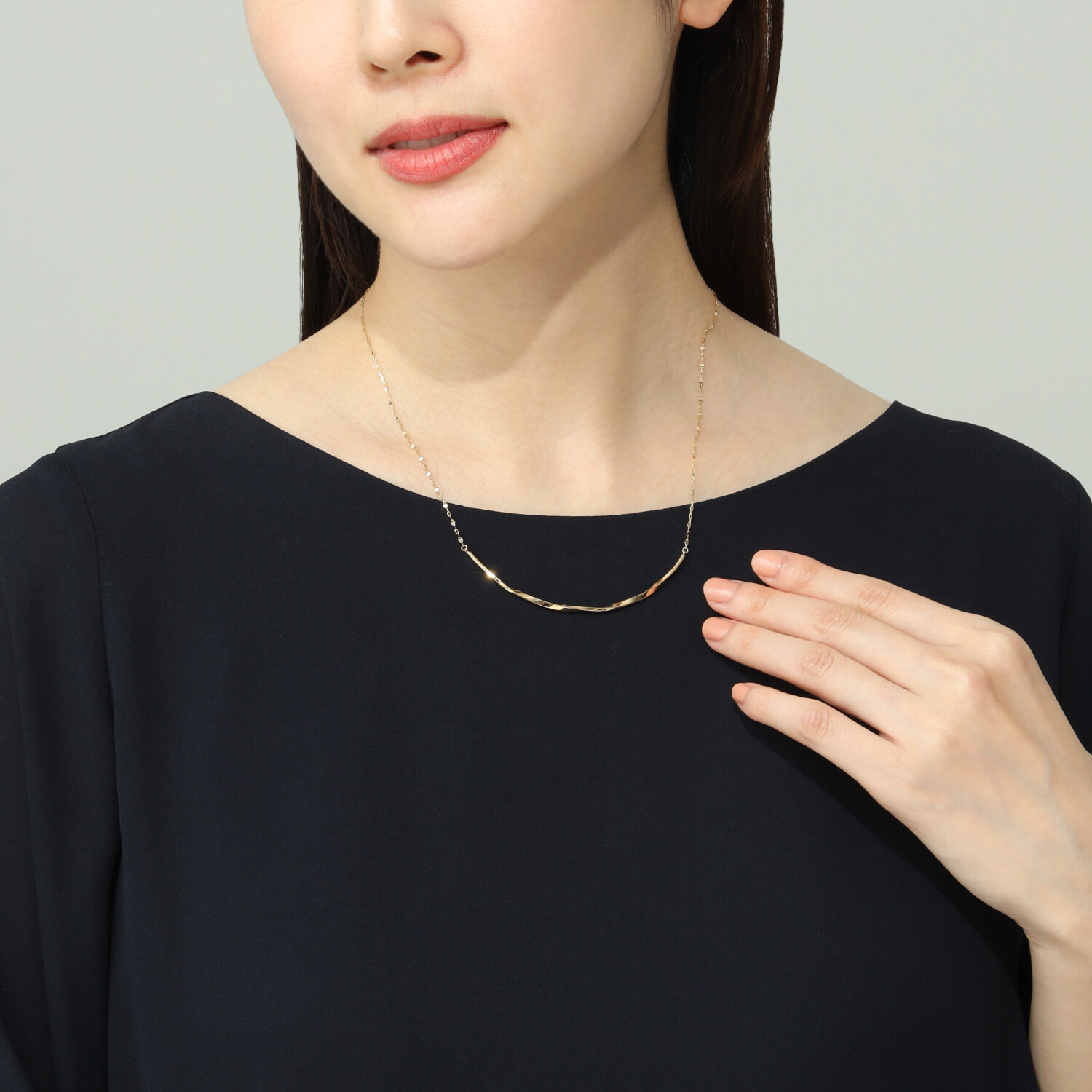 オーサムジュエリー １８Ｋ フローラルチェーン トゥインクルネックレス ＜プレミアムサイズ＞