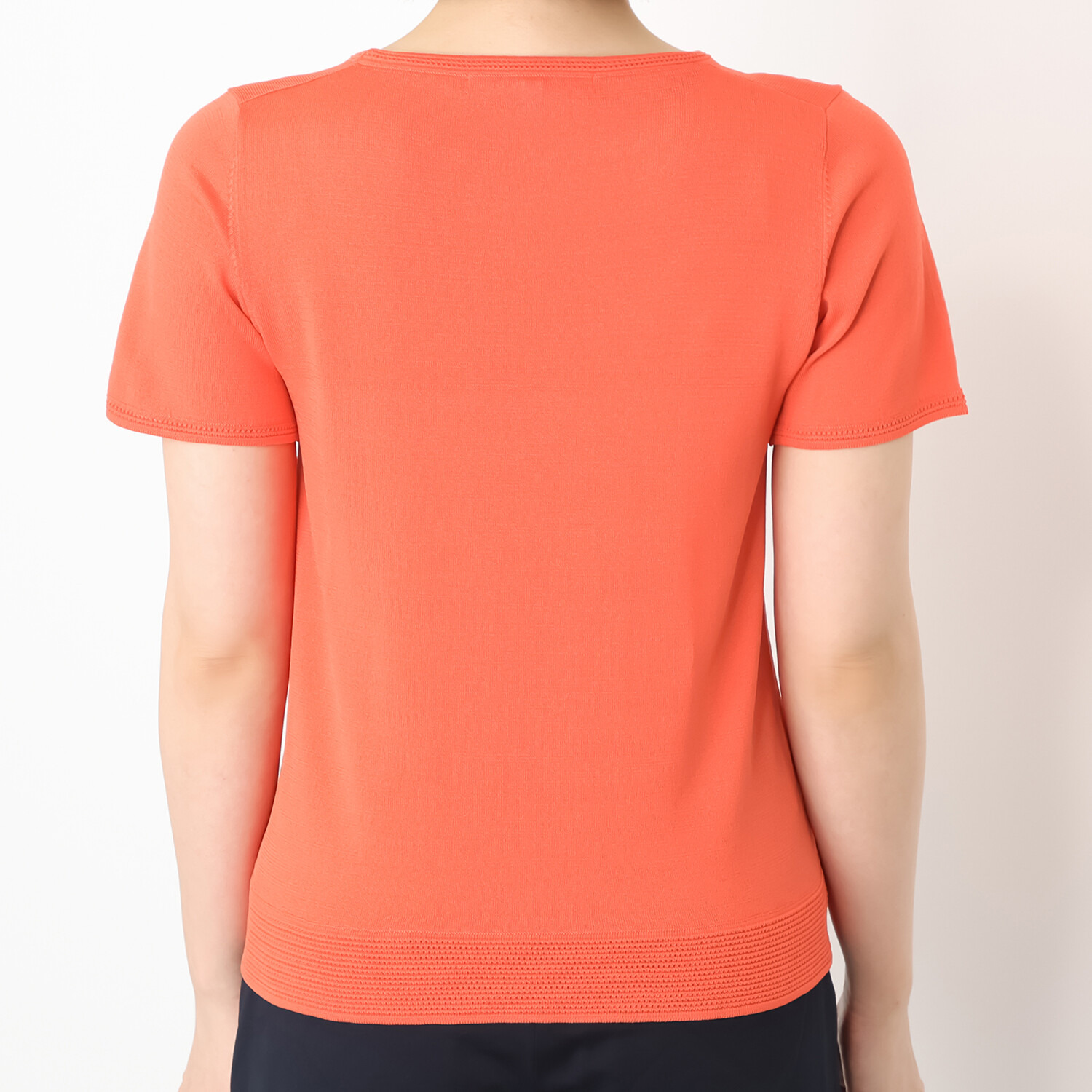 モカサン　ジュンコシマダ レーヨンナイロン 胸ポケット付 半袖ニットプルオーバー