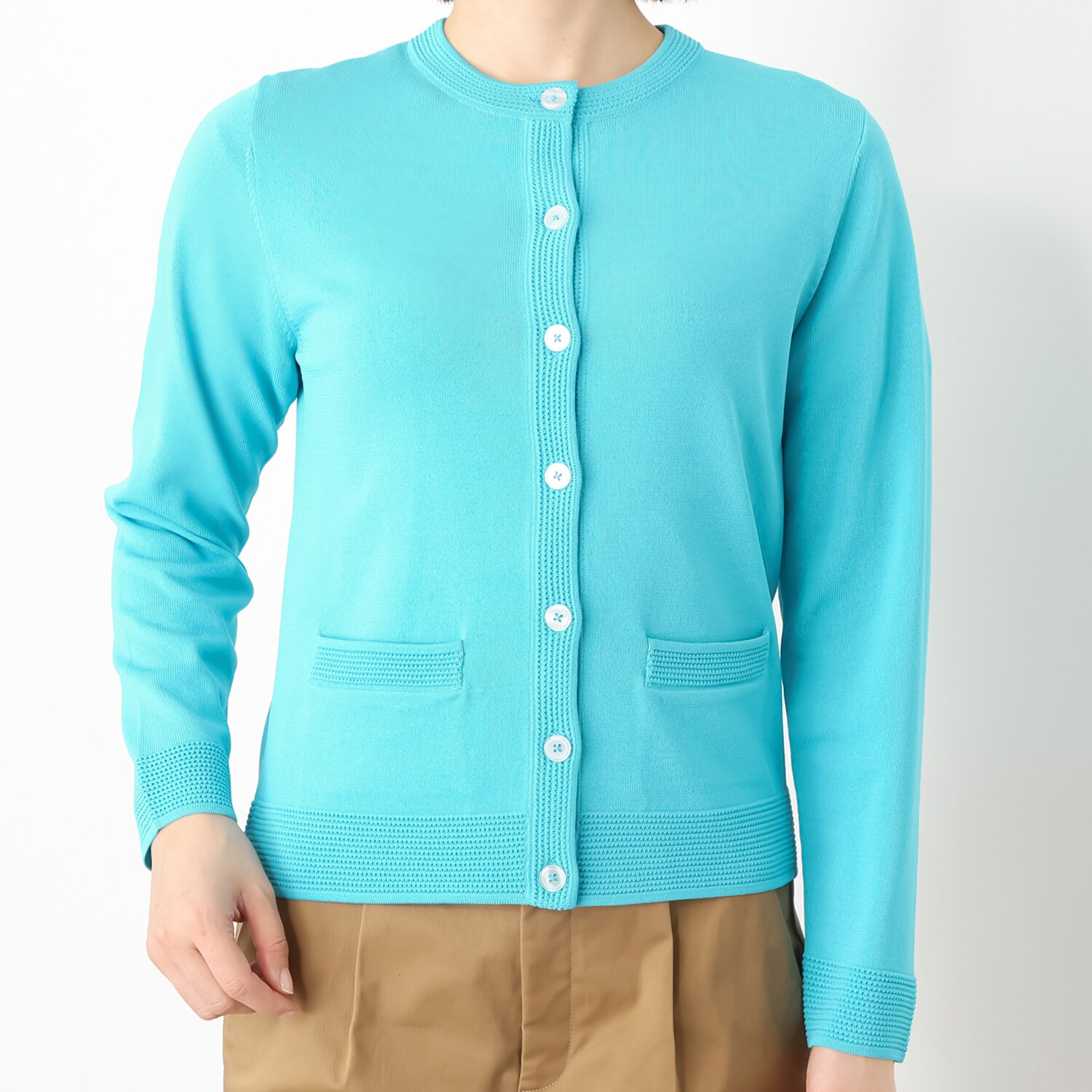 モカサン　ジュンコシマダ レーヨンナイロン 透かし編み カーディガン