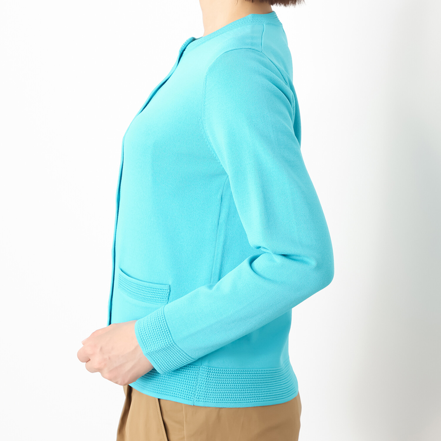 モカサン　ジュンコシマダ レーヨンナイロン 透かし編み カーディガン