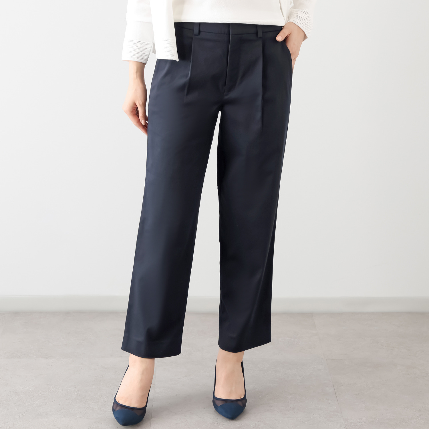 モカサン　ジュンコシマダ チノクロス タックパンツ