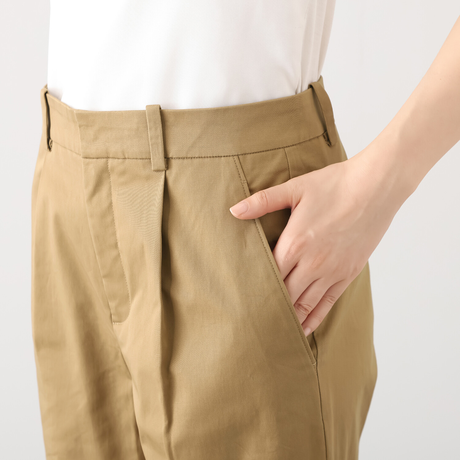 モカサン　ジュンコシマダ チノクロス タックパンツ