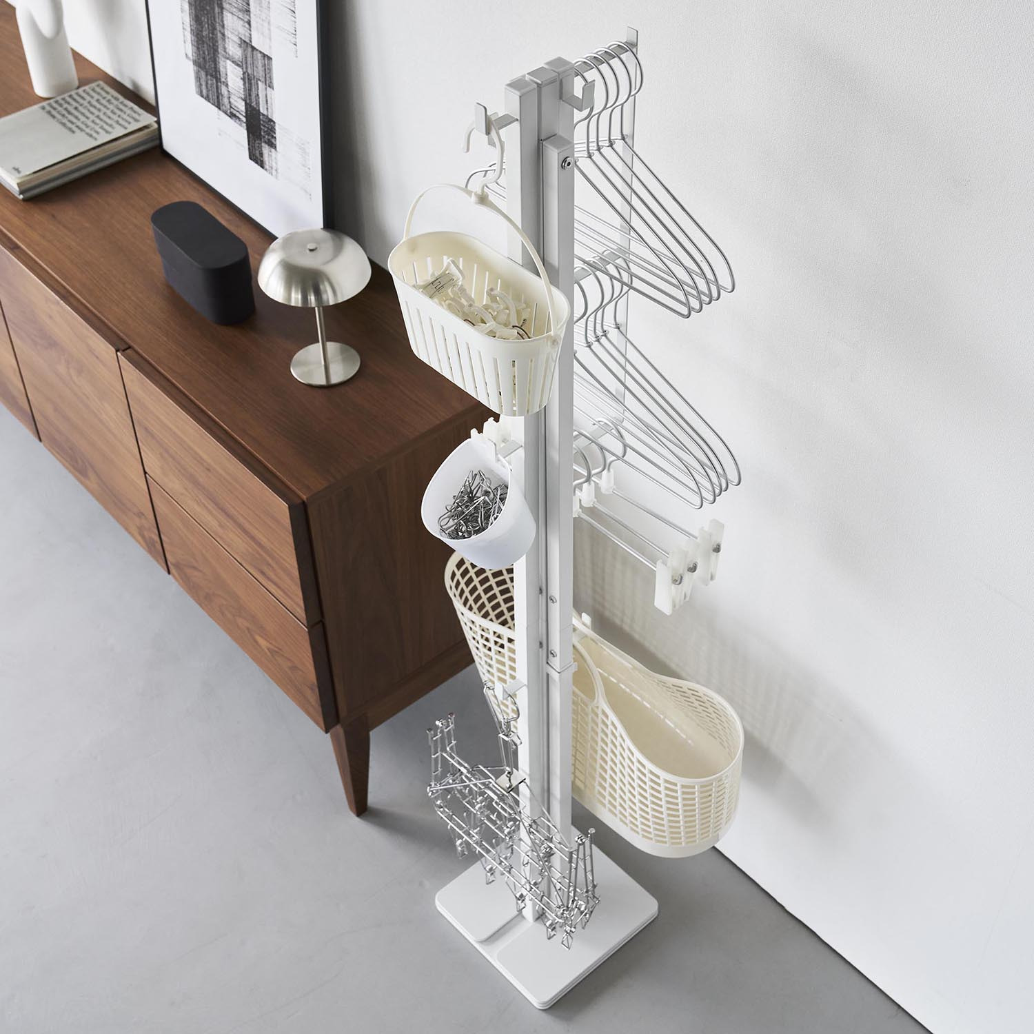 山崎実業　タワー サッと広げて簡単設置！ 折り畳み室内物干し ＜２連＞