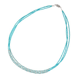 ドラマチック・ターコイズ シルバー アリゾナ産ターコイズ ファセットビーズ ３連ネックレス