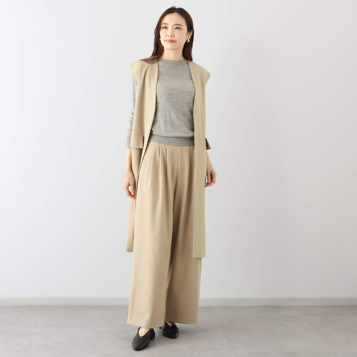 ホリーズ　アズ フロントタックアクセント ワイドパンツ