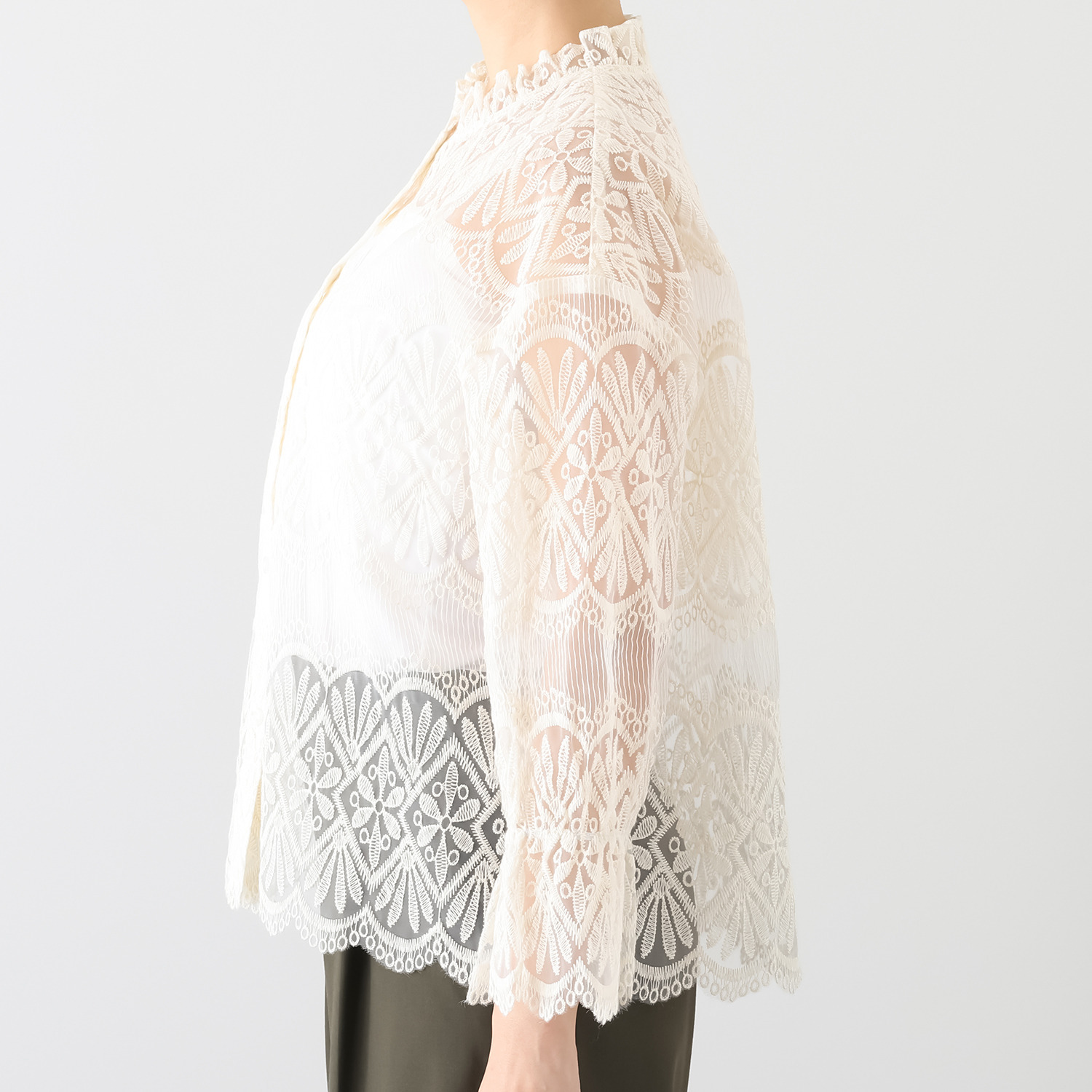 ラブソル 刺しゅうレース ブラウス