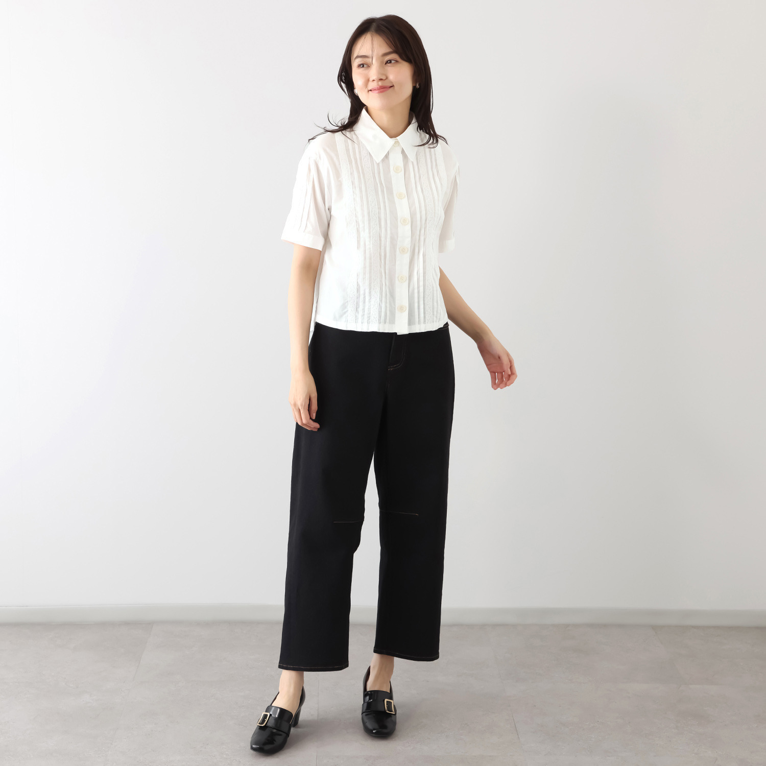 エムジェイアール　バイ マチコ　ジント　ロンドン レース＆ピンタック シアーシャツ