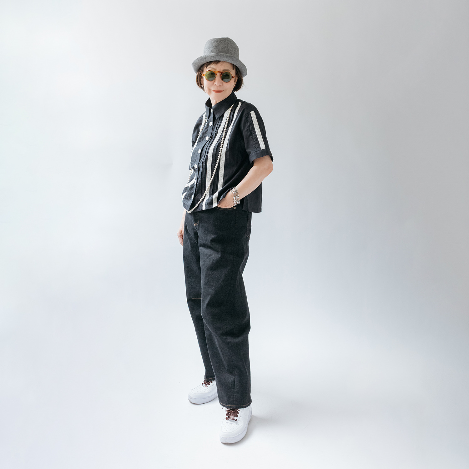 エムジェイアール　バイ マチコ　ジント　ロンドン レース＆ピンタック シアーシャツ