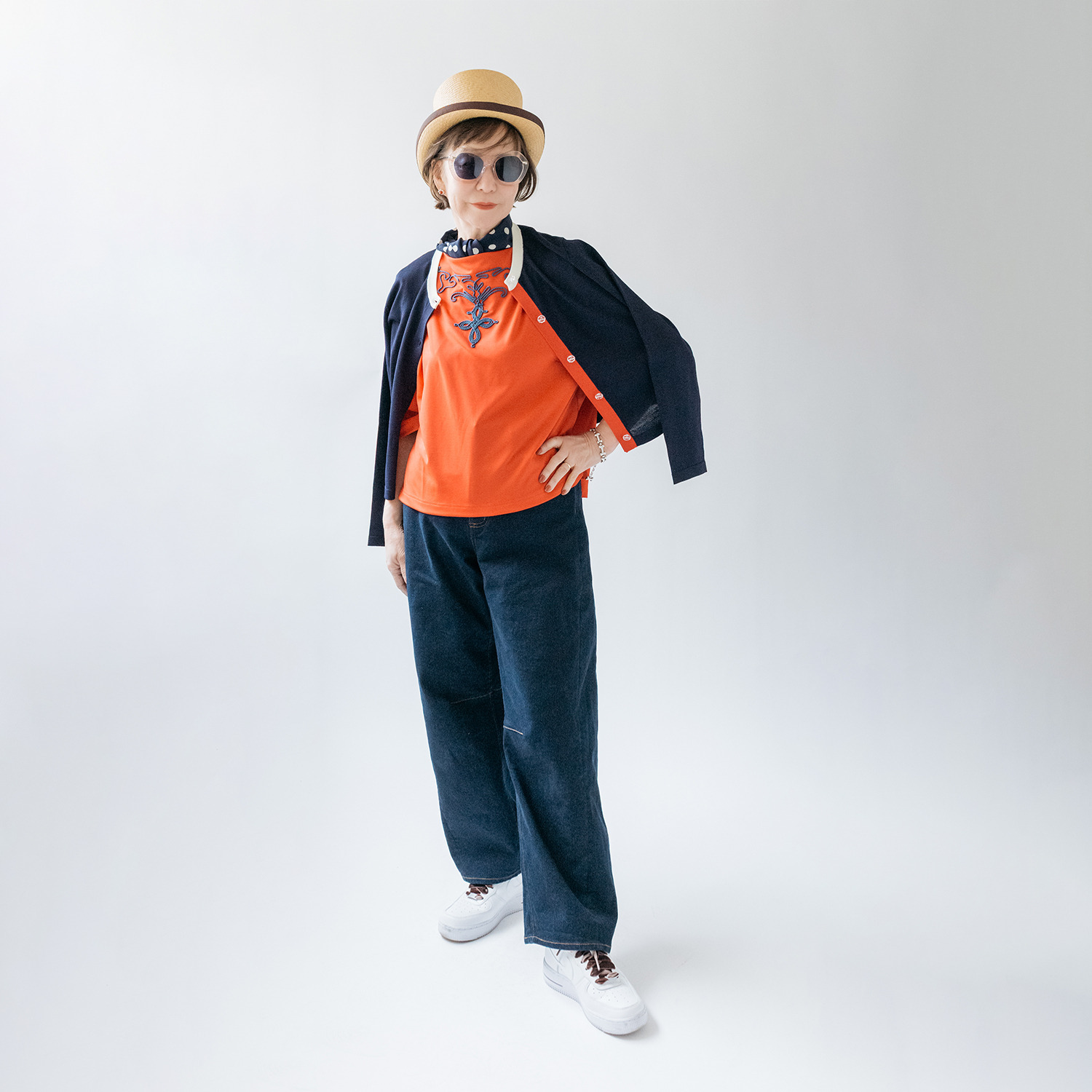 エムジェイアール　バイ マチコ　ジント　ロンドン コード刺しゅう ボトルネック プルオーバー