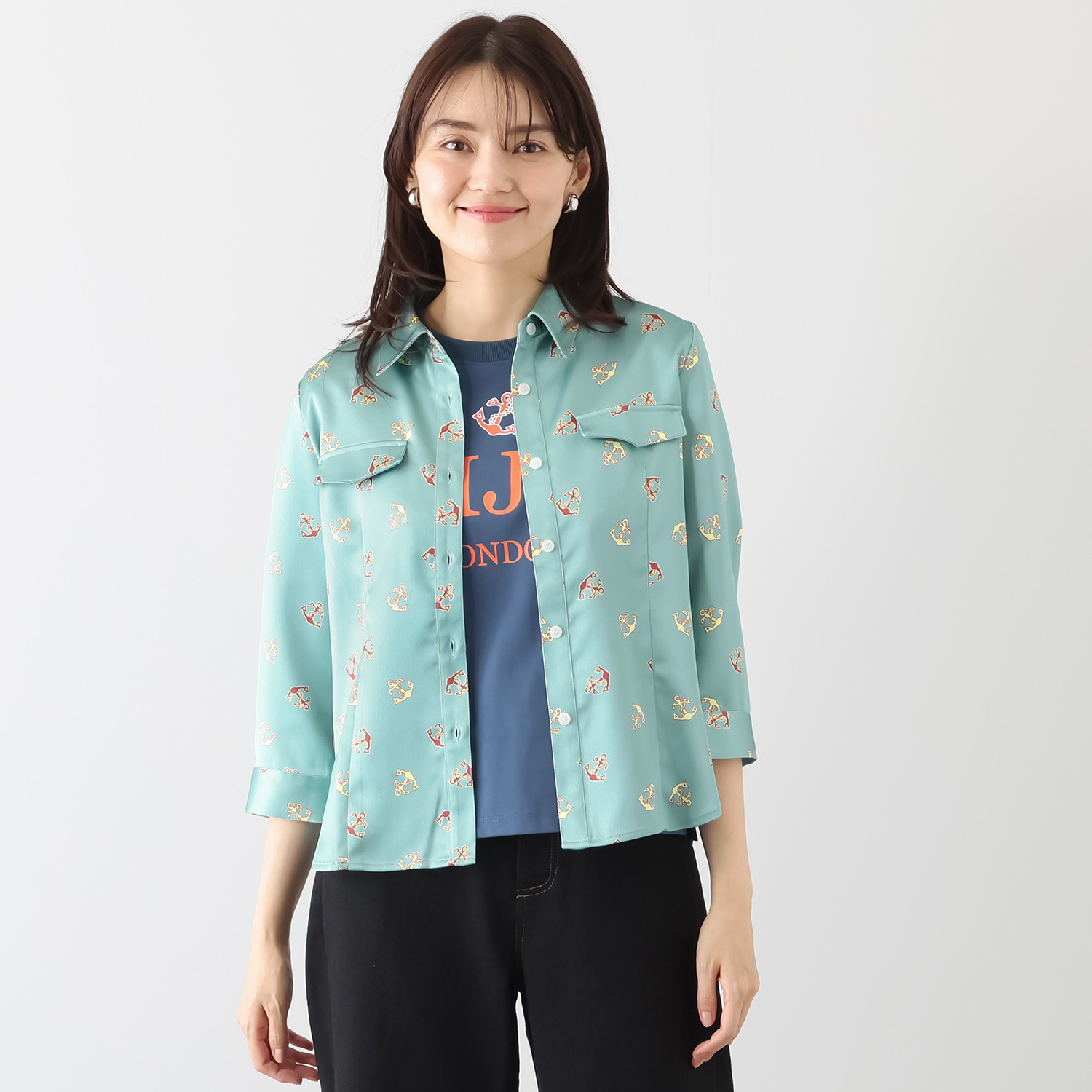 エムジェイアール　バイ マチコ　ジント　ロンドン オリジナルプリント シャツジャケット