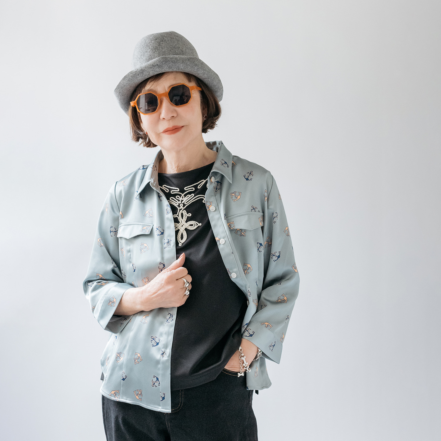 エムジェイアール　バイ マチコ　ジント　ロンドン オリジナルプリント シャツジャケット