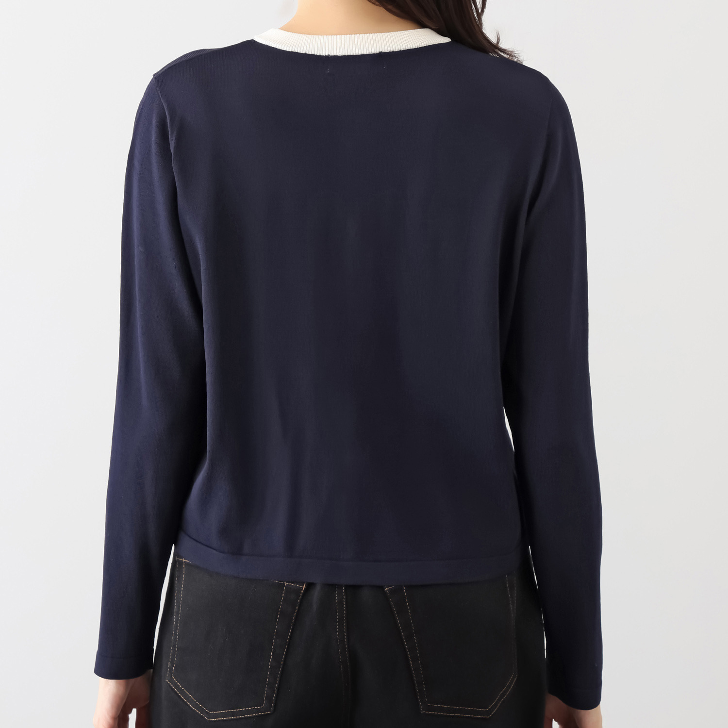 エムジェイアール　バイ マチコ　ジント　ロンドン 配色アクセント ビジュウボタン ドライタッチカーディガン