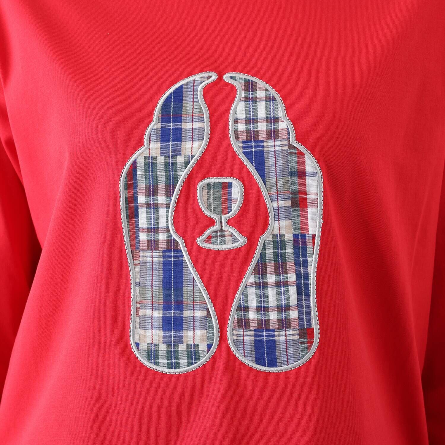 ハッシュパピー ドッグアイコン アップリケ刺しゅう ロングＴシャツ