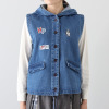 ハッシュパピー ワッペン付 デニムパーカーベスト