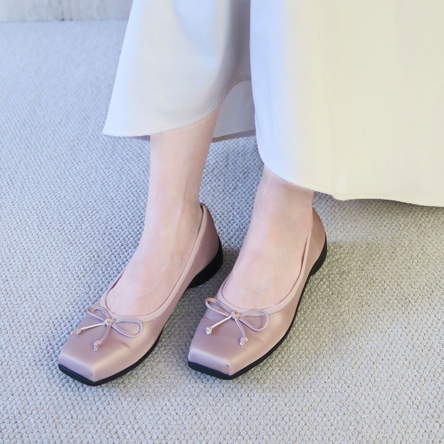 エンチャンテッド 防水　晴雨兼用！ サテン調合成皮革 バレエシューズ