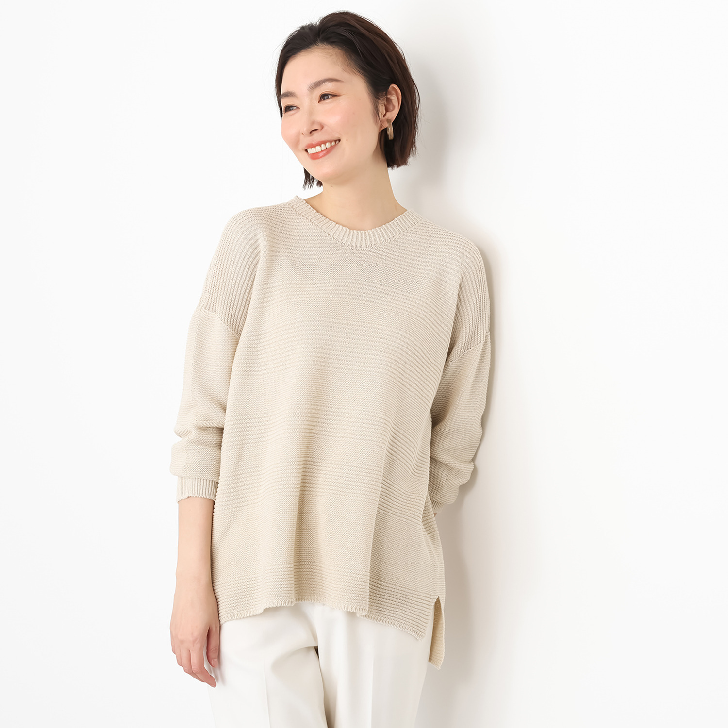 ミスキョウコ 日本製 ゆったりやわらか アイフォール ニットプルオーバー