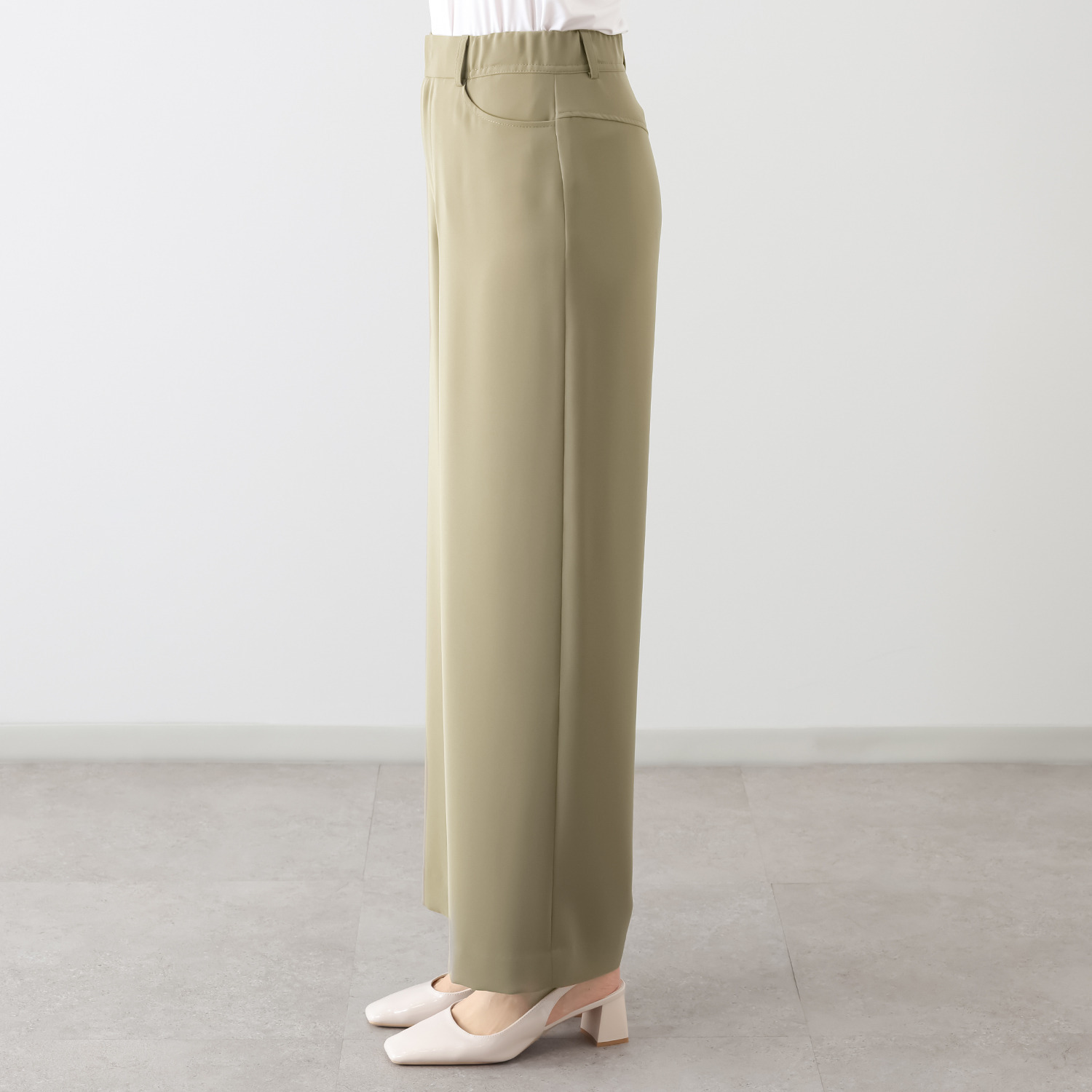 ミスキョウコ 日本製 マカロンツイル ワイドパンツ