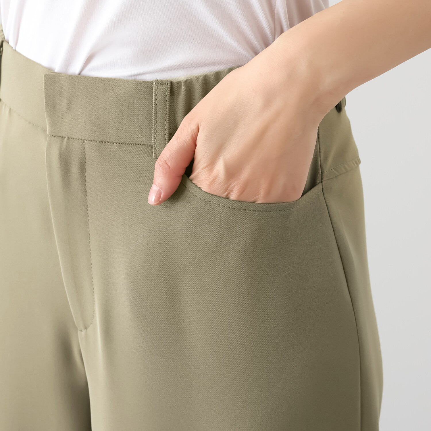 ミスキョウコ 日本製 マカロンツイル ワイドパンツ