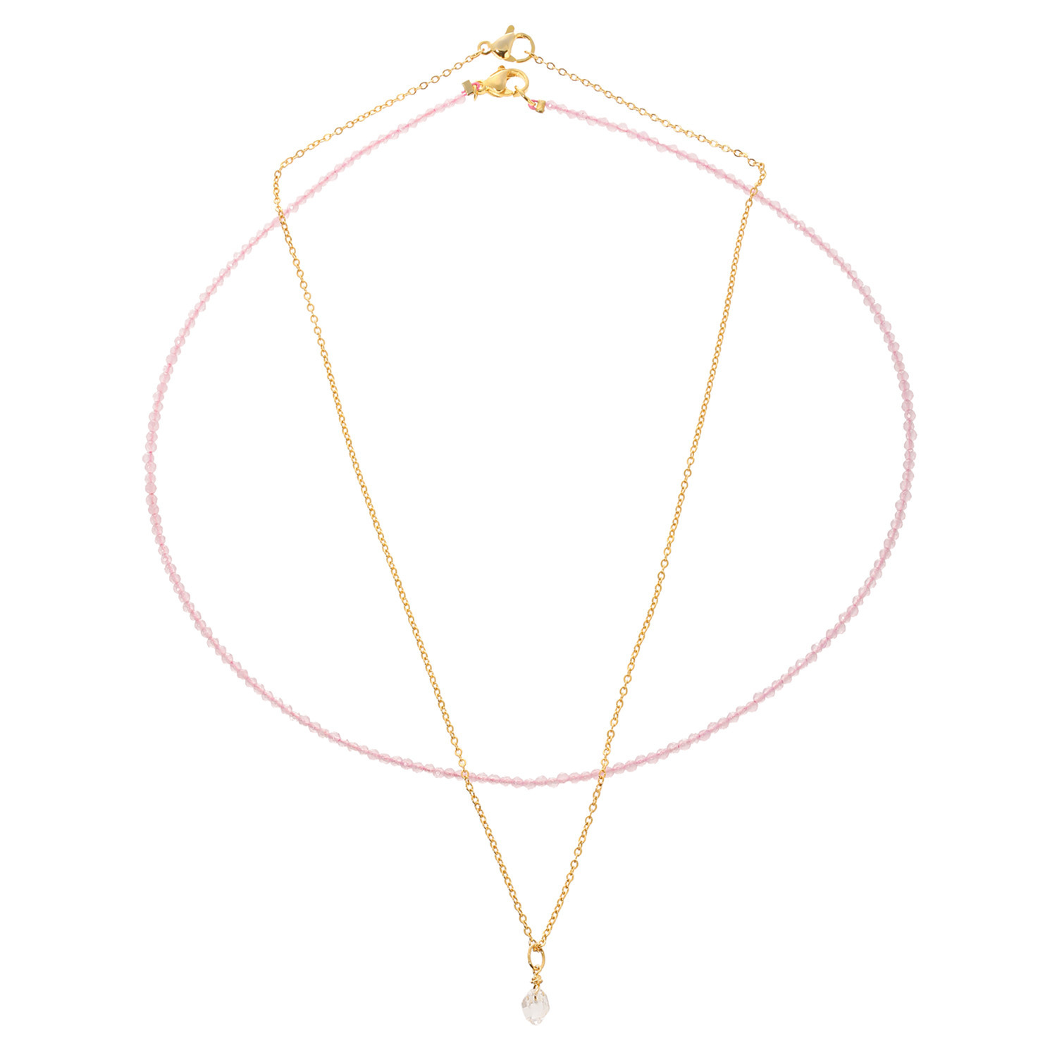 ハーキマーダイヤモンド ６ｍｍＵＰ ロッククリスタルクォーツ １粒ペンダント＆ クォーツネックレス＆ マグネットアジャスター ３点セット