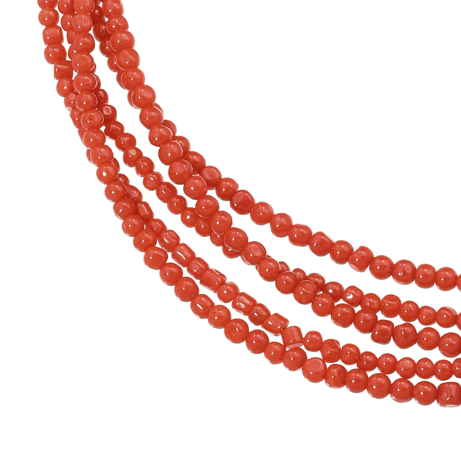 珠里 地中海サンゴ ５連ネックレス