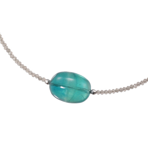 珠里 シルバー フローライト＆ オブシディアン ネックレス