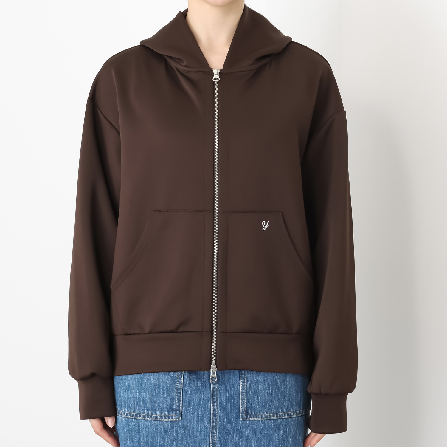 ラソエヌサーティスリー ディグリーズ ポンチ ゆったりシルエット イニシャル刺しゅう ダブルジップパーカー